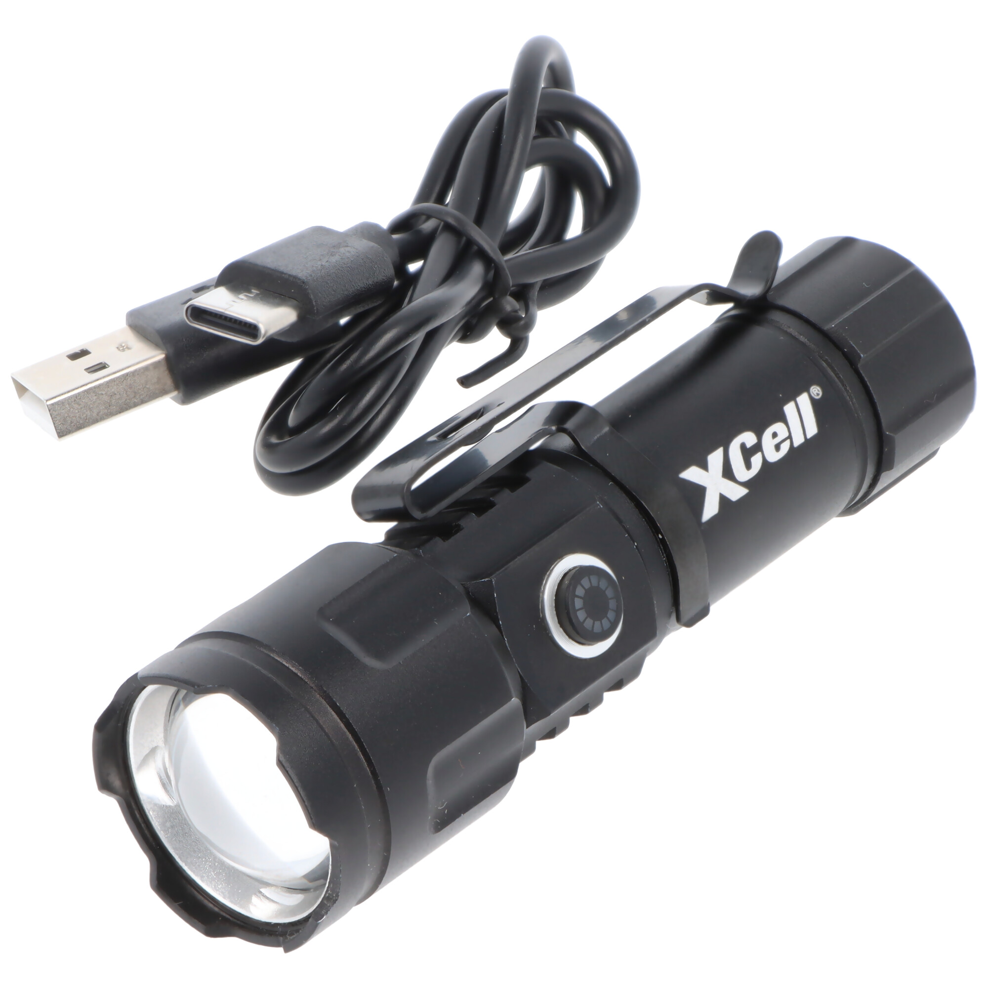 LED-Taschenlampe Mini Zoom, fokussierbar, mit Akku und Ladekabel