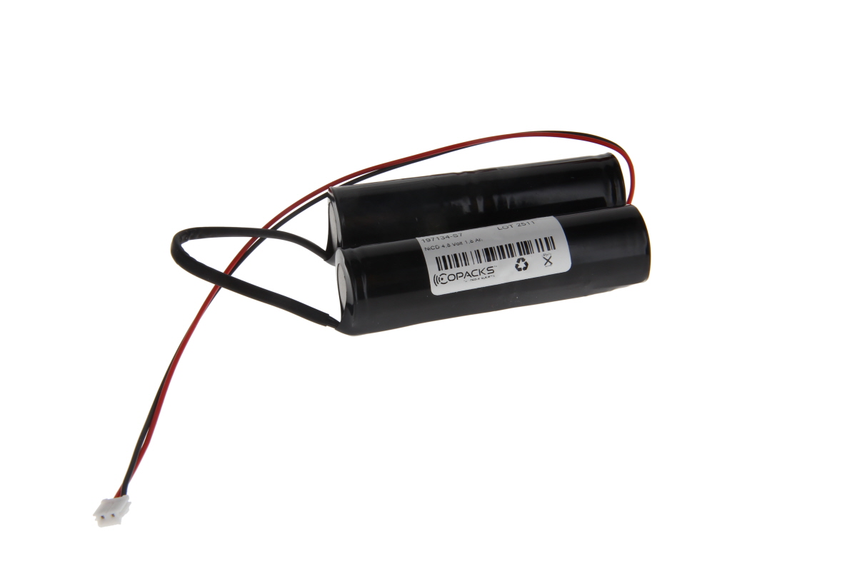 CoPacks NC Akku Not-und Sicherheitsbeleuchtung - Sub C-Size - 4,8 V 1800 mAh 86x45x23 mm (JST EHR-2)