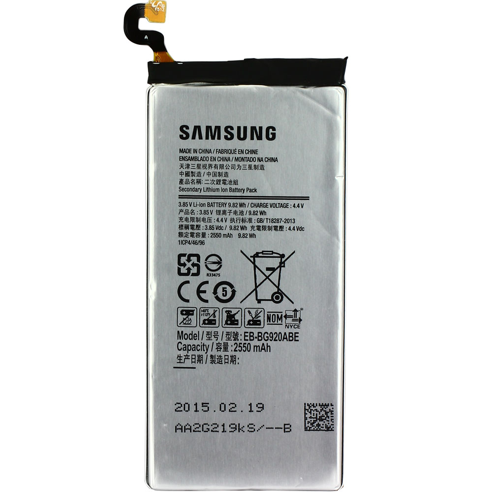 Akku Original Samsung für Galaxy S6 G920, Typ EB-BG920ABE, 2550 mAh, 3.7V
