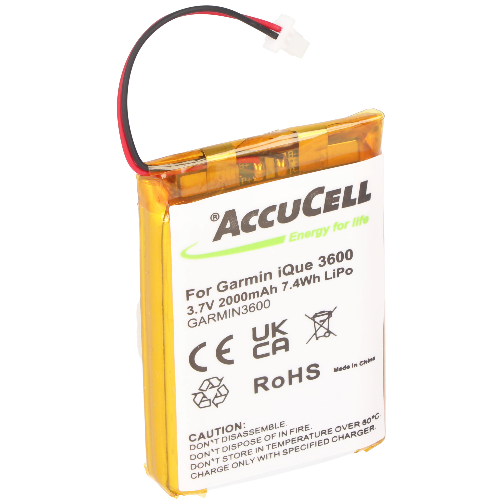 AccuCell Akku passend für Garmin iQue 3200, 2000mAh extended