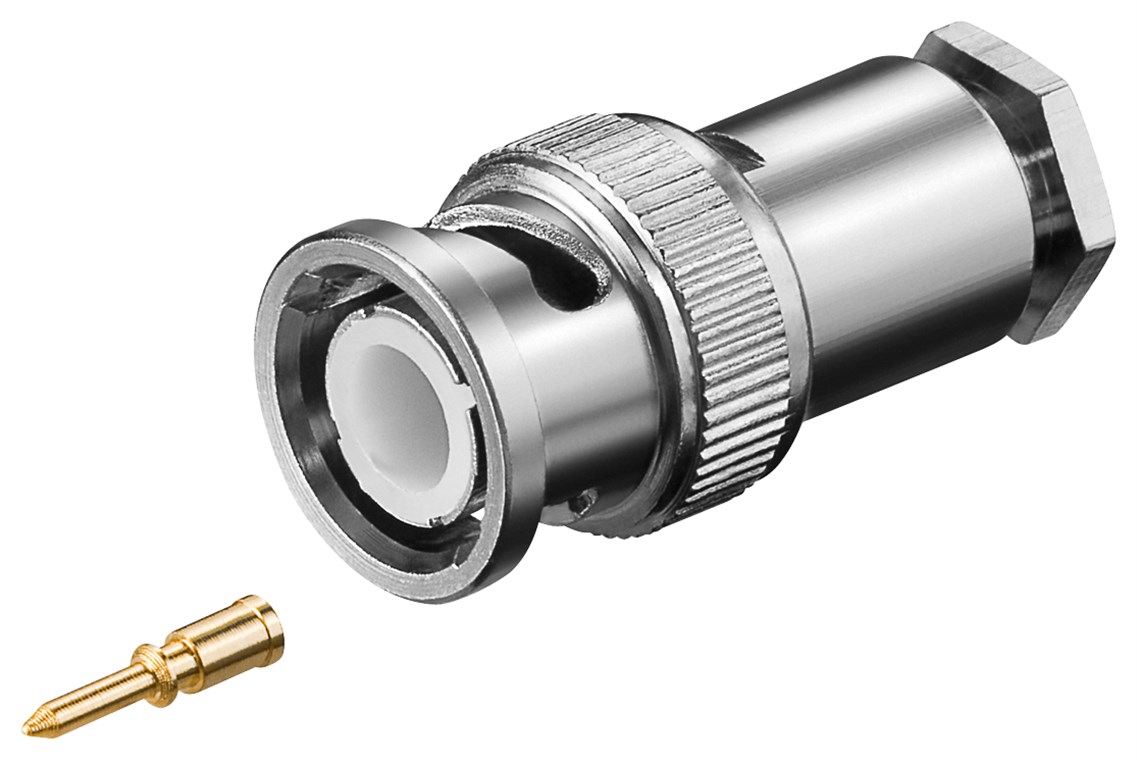 Goobay BNC-Stecker mit Schraubanschluss - für RG58-/U-Kabel, mit vergoldetem Pin