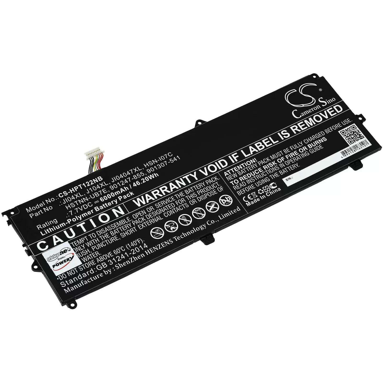 Akku passend für Laptop HP Elite X2 1012 G2 1LV78EA, 1012 G2 1LV76EA, Typ JI04XL u.a. - 7,7V - 6000 mAh