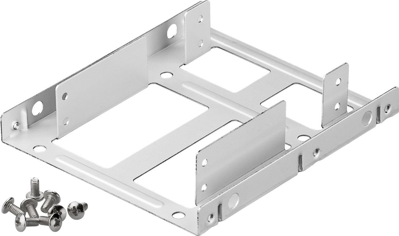 Goobay 2,5 Zoll-Festplatten-Einbaurahmen auf 3,5 Zoll - 2-fach - geeignet für den Einbau von bis zu zwei 2,5 Zoll-Festplatten in einen 3,5 Zoll-Gehäuseschacht