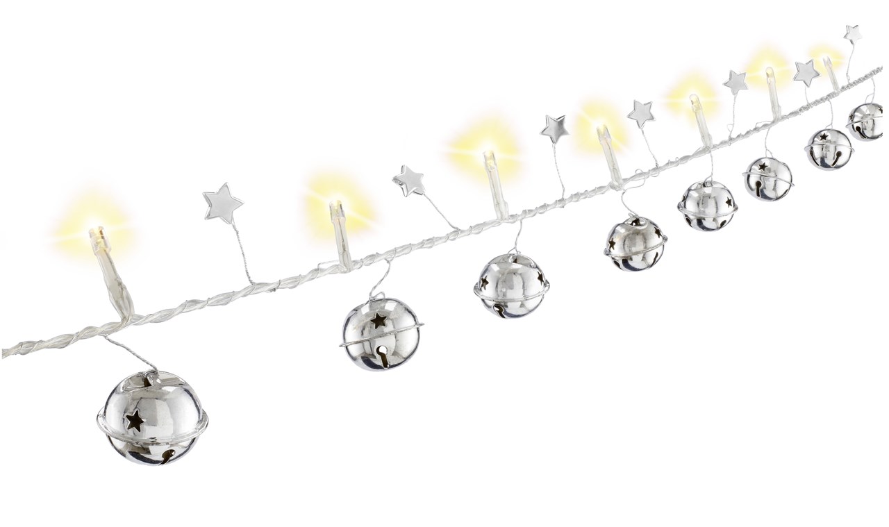 Goobay 10er LED-Lichterkette "Glöckchen" - mit Timer-Funktion, warm-weiß (3000 K), batteriebetrieben
