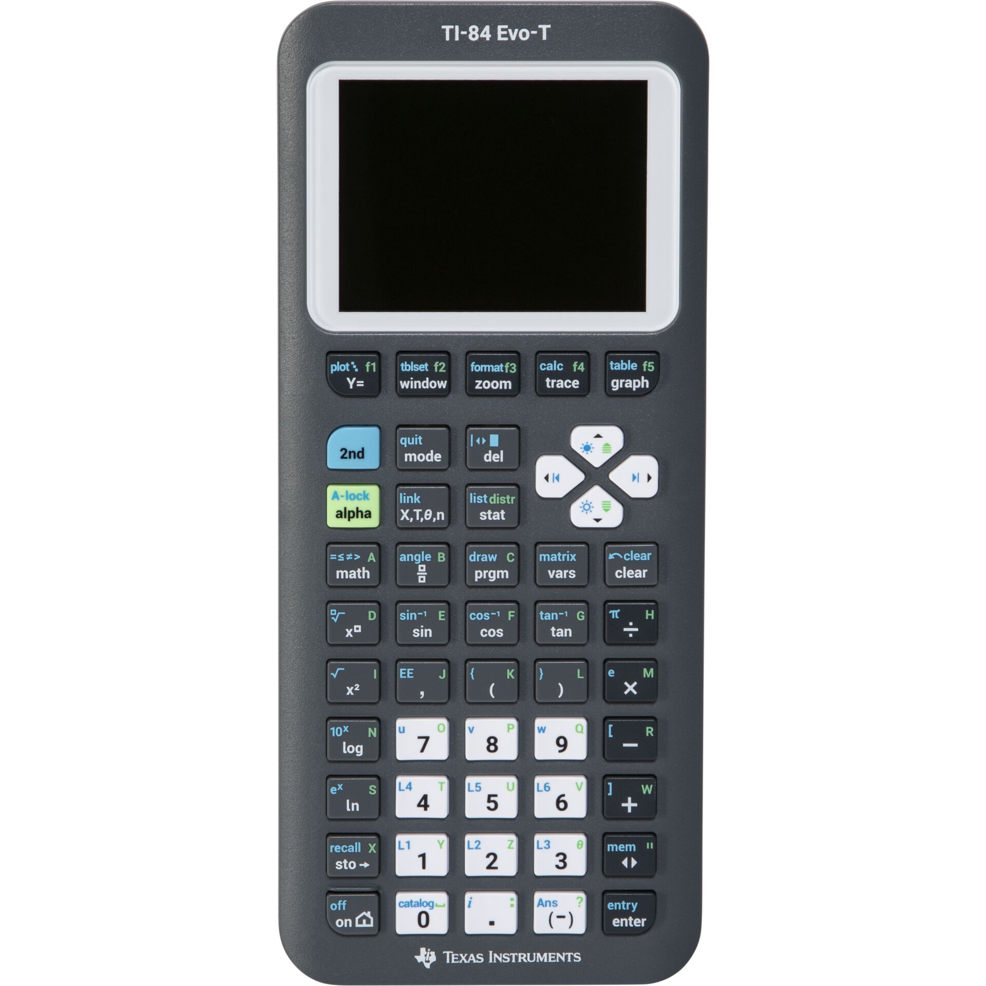 Texas Instruments TI-84 EVO-T Grafikrechner mit Farbdisplay, Python-Unterstützung und USB-C, Schwarz