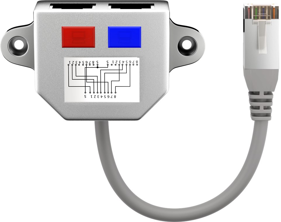 Goobay Kabel-Splitter (Y-Adapter) - Ethernet-/ISDN-Beschaltung, 1x 8-polig auf 2x 4-polig