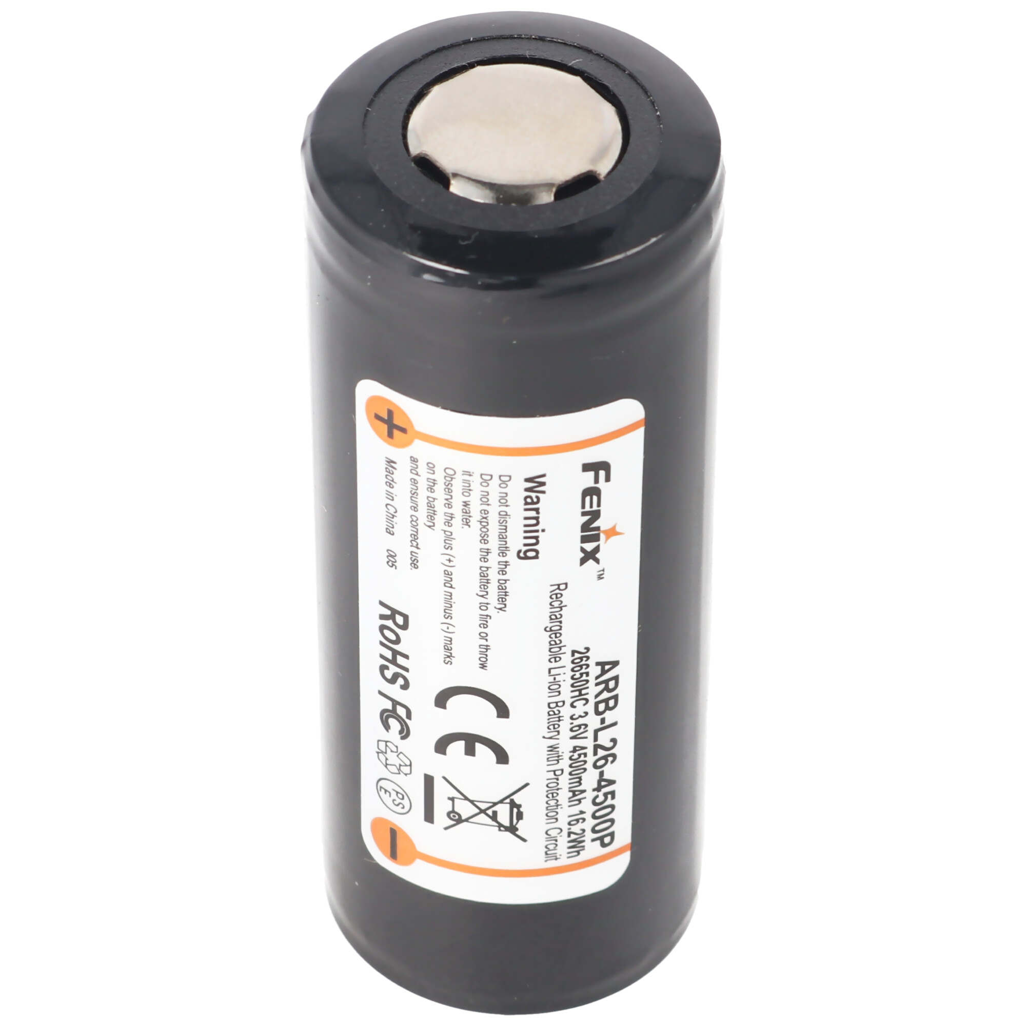 Akku für Fenix PD40R Led-Taschenlampe Fenix ARB-L26-4500P, 26650 Li-Ion Akku geschützt 4500mAh
