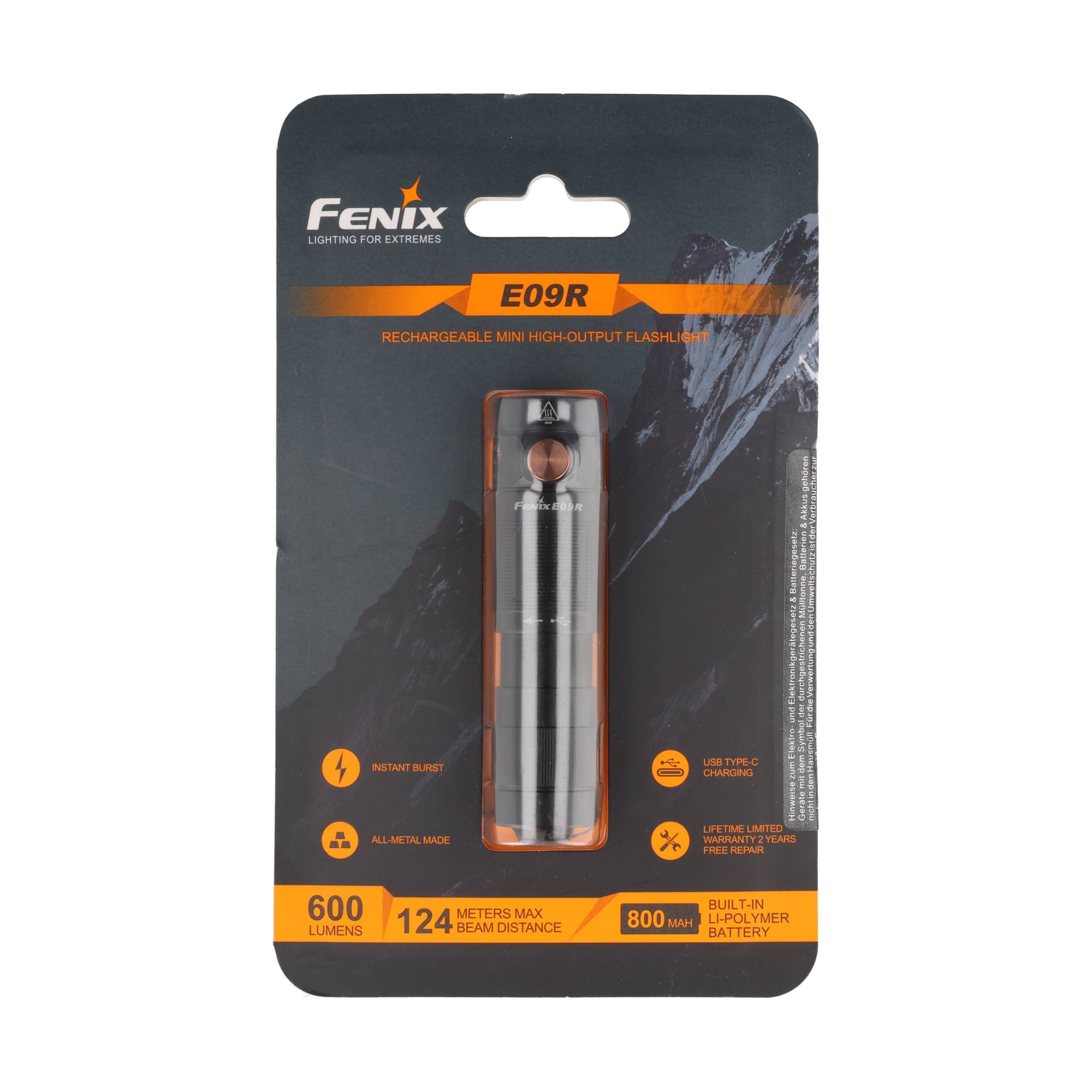 Fenix E09R LED Taschenlampe - Schwarz