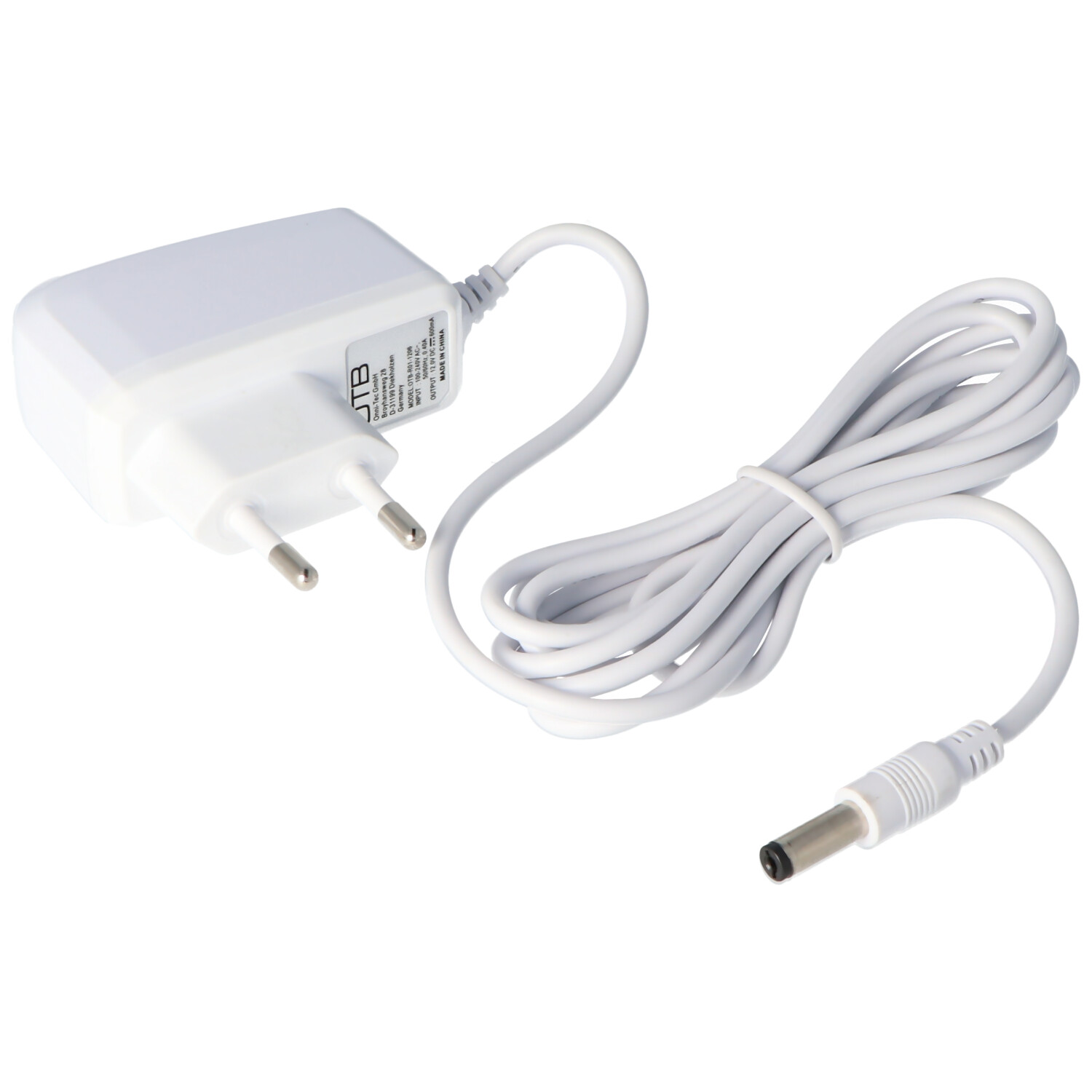 Netzteil weiß passend für Tivoli Audio PAL, iPAL Radio 12 Volt, Ladestrom 600mA, Anschlussstecker DC 5,5 x 2,1mm