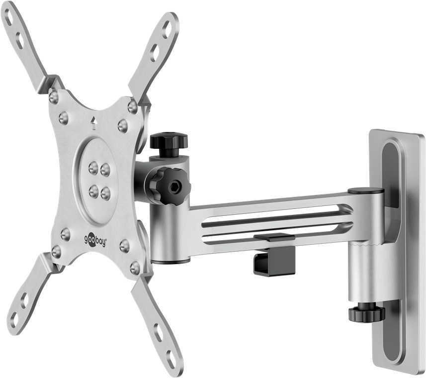Goobay TV-Wandhalterung Caravan FULLMOTION (M), silber - Halterung für Fernseher von 13 bis 43 Zoll (33 – 109 cm), max. 15 kg, vollbeweglich: schwenkbar, neigbar, bis zu 23,6 cm ausziehbar