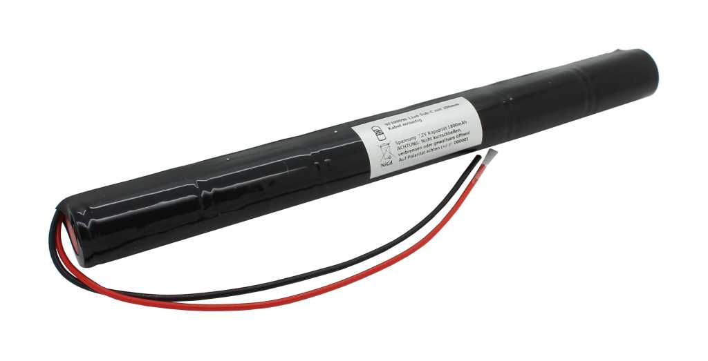 Notleuchtenakku NiMH 7,2V 1800mAh L1x6 Sub-C mit 200mm Kabel einseitig