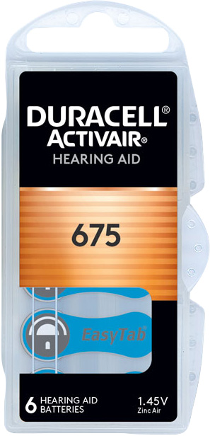 Duracell Batterie Zinc Air, 675, 14,5V Activair, Retail Blister (6-Pack)