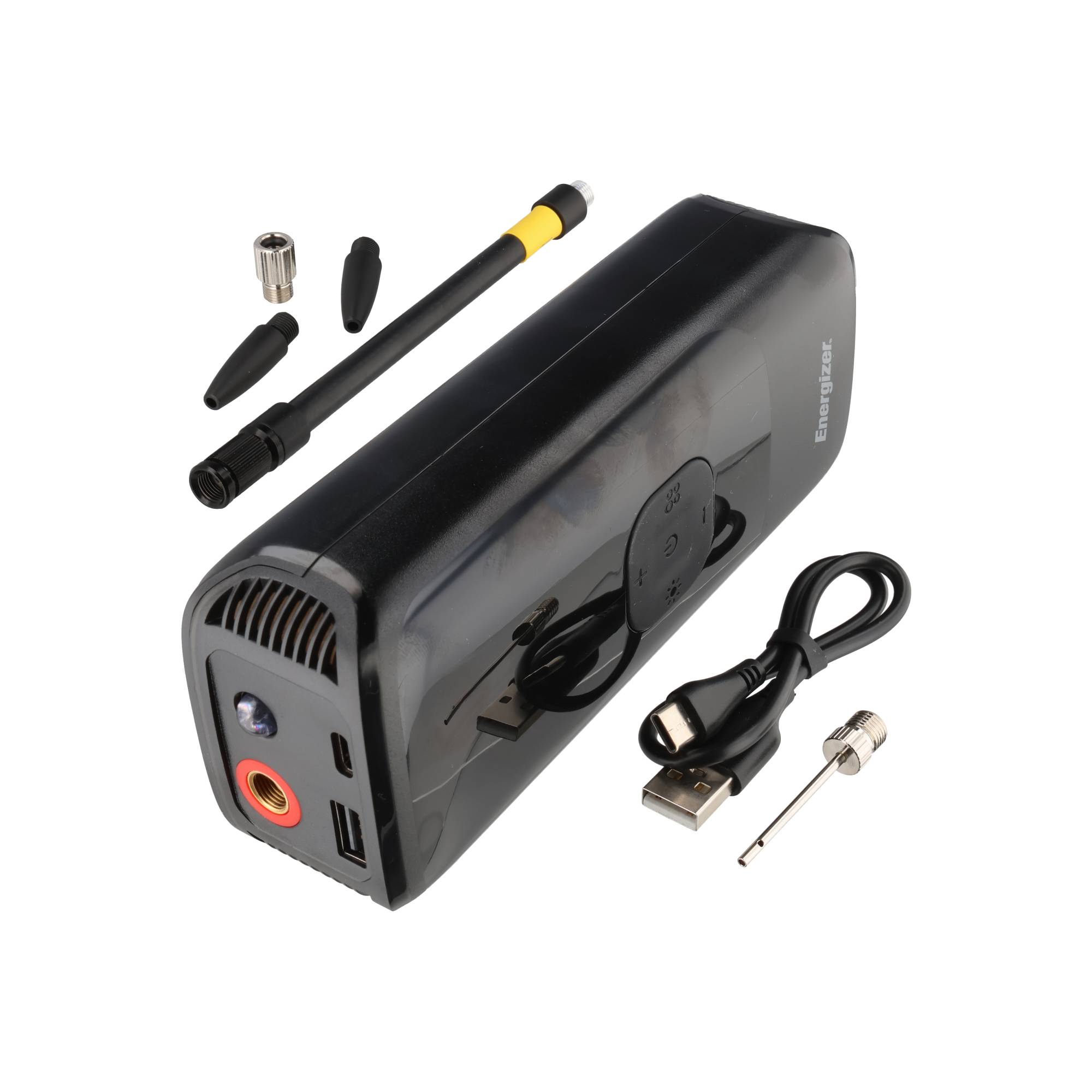 Energizer Akku Luftkompressor, PAC4000, 150 PSI, 2.000mAh Kompressor, Powerbank, LED-Leuchte, Retail