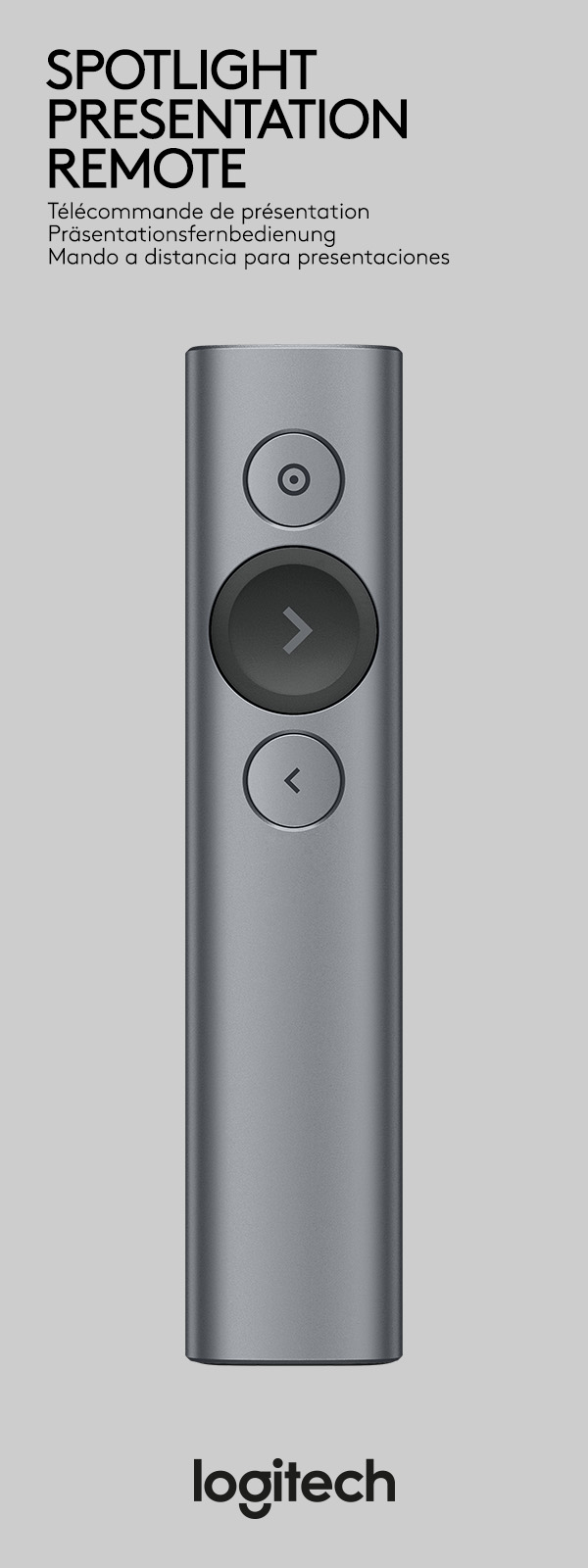 Logitech Presenter Spotlight, Wireless, Bluetooth, grau Gyroskop, 3 Tasten, Akku, Business