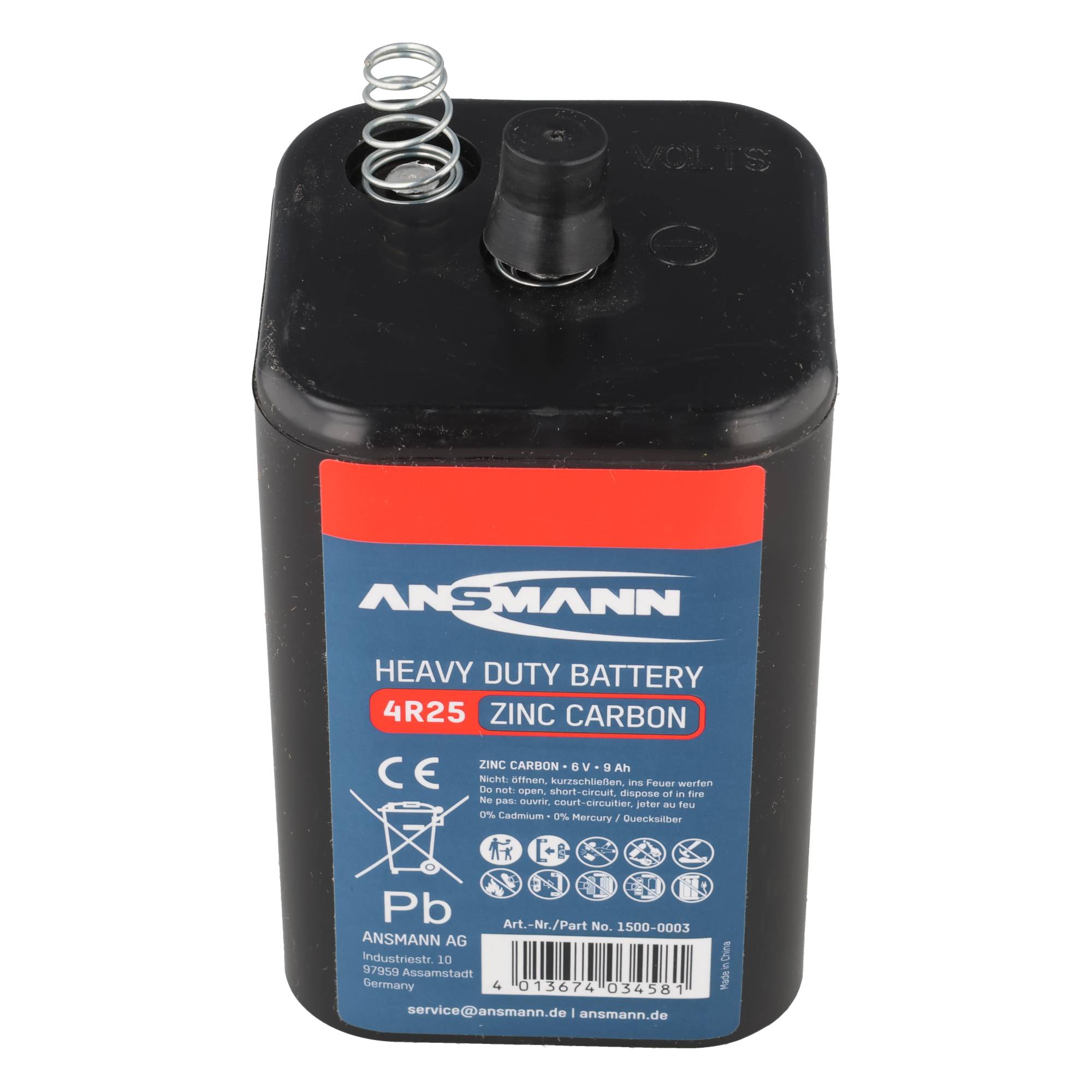9000mAh, 4R25, 430 Blockbatterie, Typ 4R25C Batterie, Lampenbatterie 6 Volt