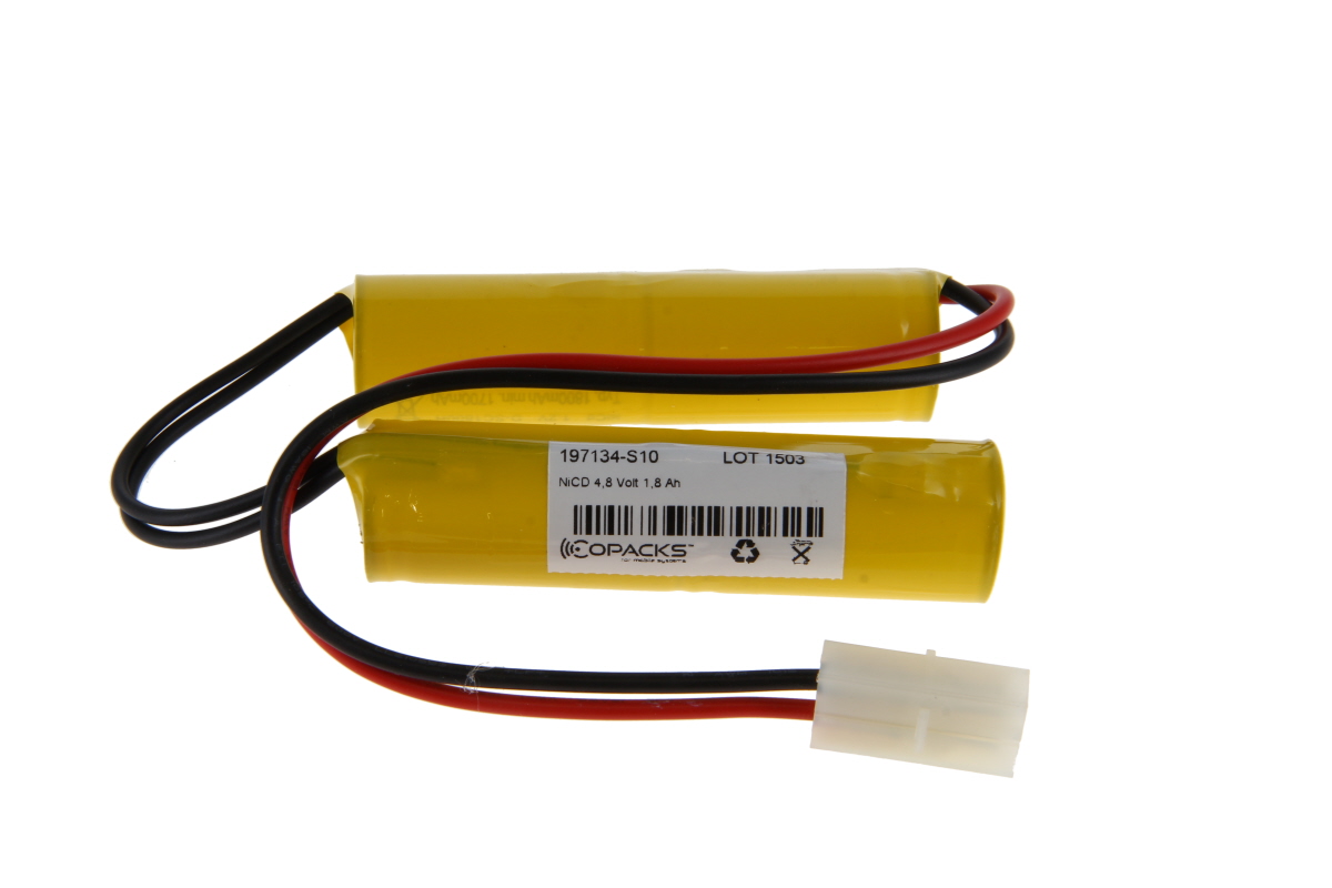 CoPacks NC Akku Not-und Sicherheitsbeleuchtung - Sub C-Size - 4,8 V 1800 mAh (JST-LF Buchse)
