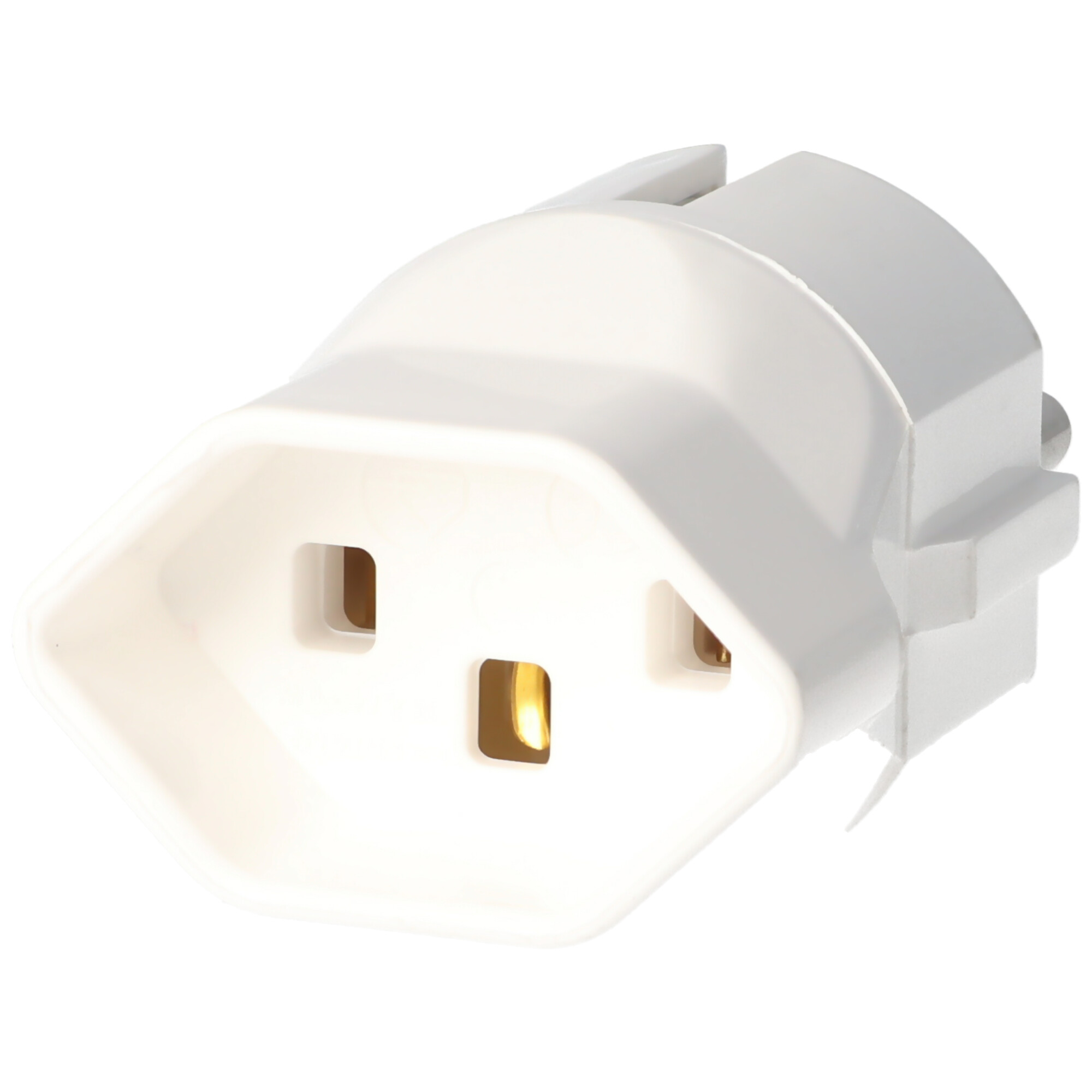 Schweiz-Adapter weiss von schweizer Stecker auf Schukokupplung 230 Volt mit Erdleiter und 10A