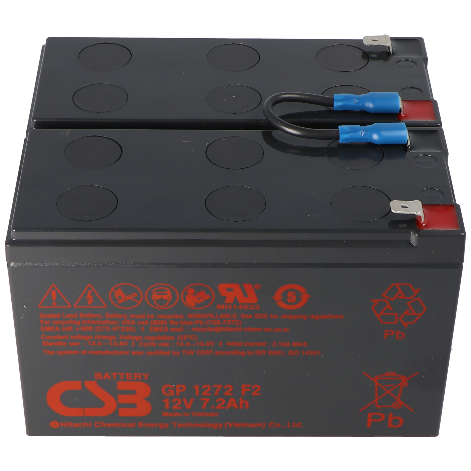 Nachbauakku exakt passend für den APC-RBC5 Akku vormontiert mit Kabel und Stecker