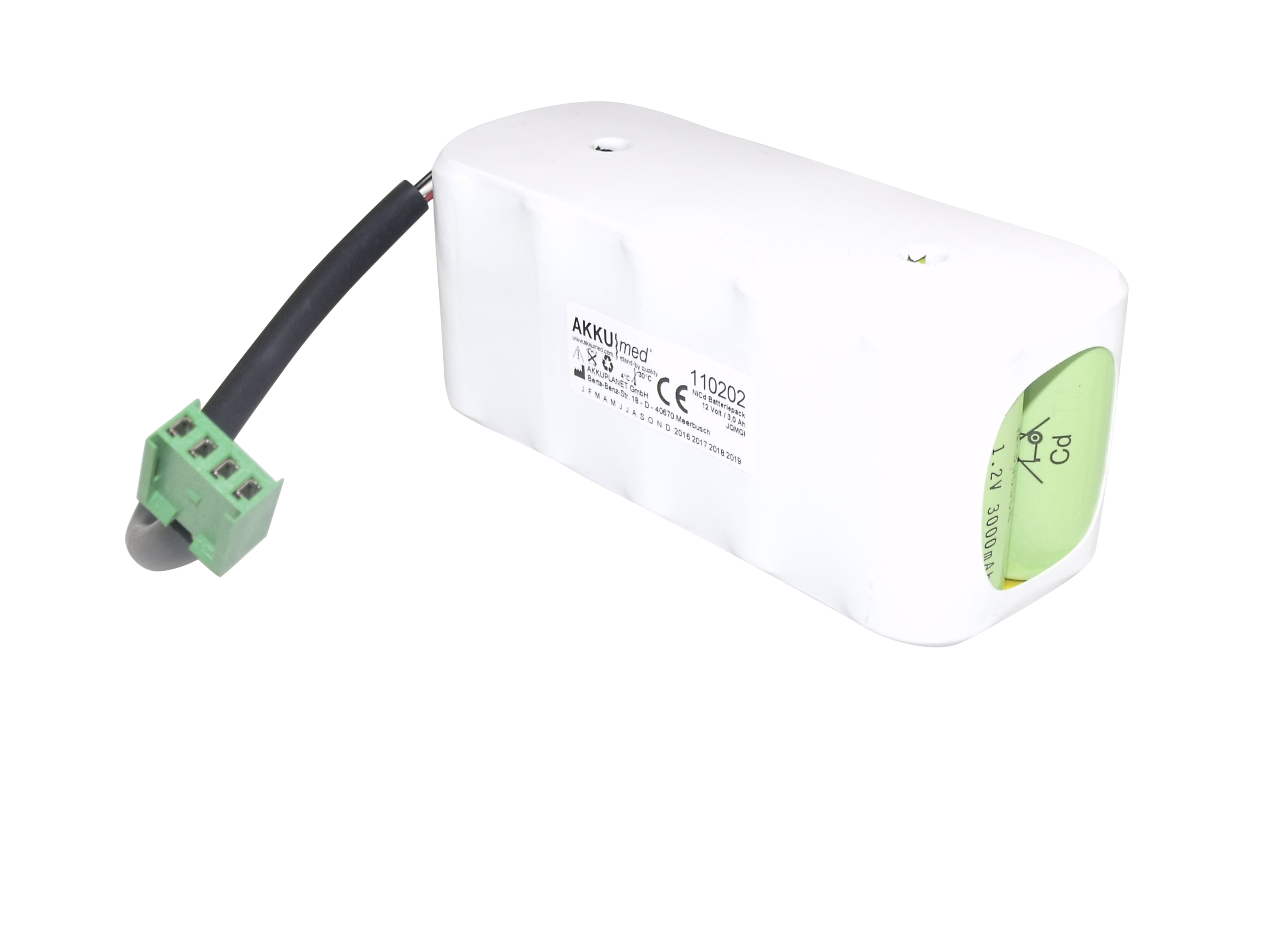 NC Akku passend für GE Hellige Marquette Monitor Dash 2000 12 Volt 3,0 Ah CE Konform