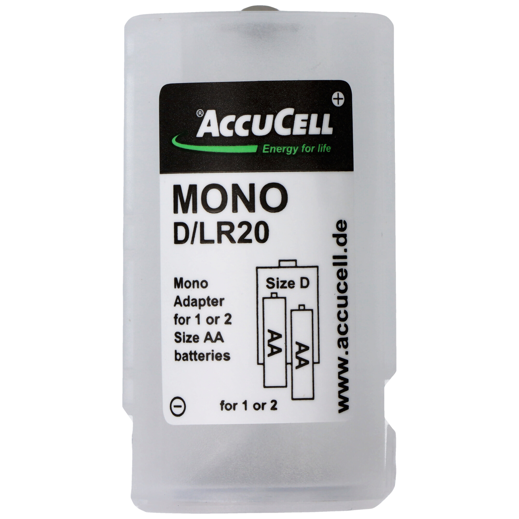 Universal Mono D Adapter für 1 oder 2 Mignon AA Akku oder Batterien, 59,2x 32mm – Batteriehalter AA Mignon (Kunststoff)