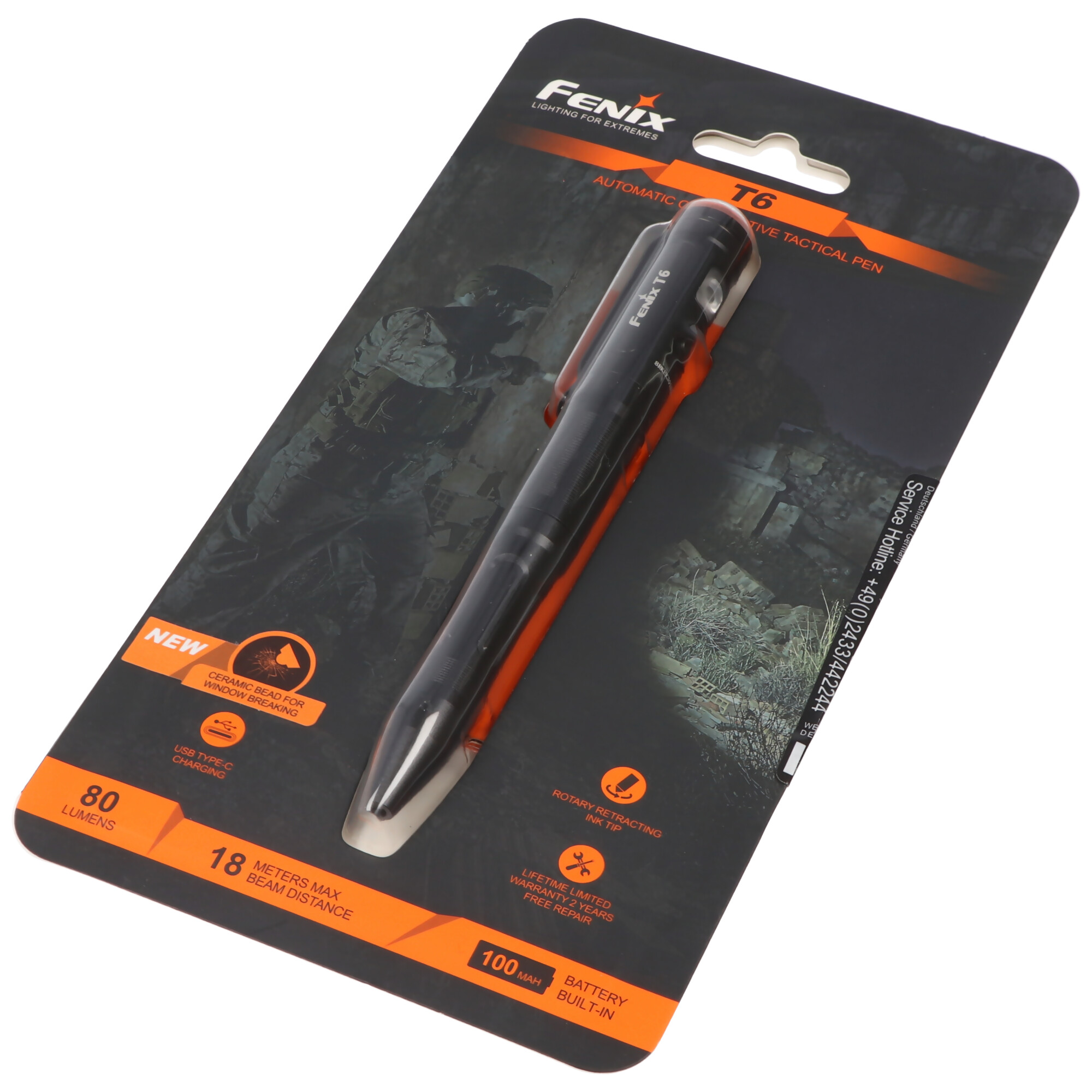 Fenix T6 taktischer Kugelschreiber LED Leuchtstift inklusive Akku und Ladekabel