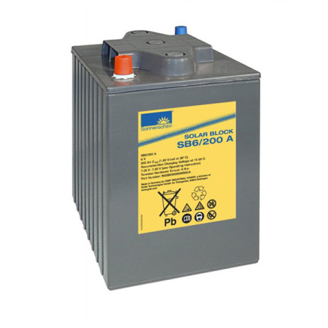 Exide Sonnenschein Solar Block SB6/200 A Blei Akku mit A-Pol 6V, 200000mAh