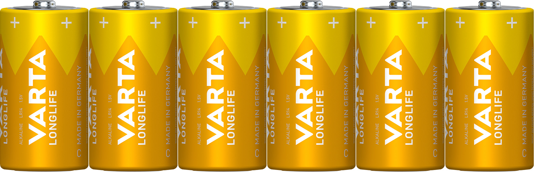 Varta Batterie Alkaline, Baby, C, LR14, 1.5V Longlife, Folienverpackung (6-Pack)