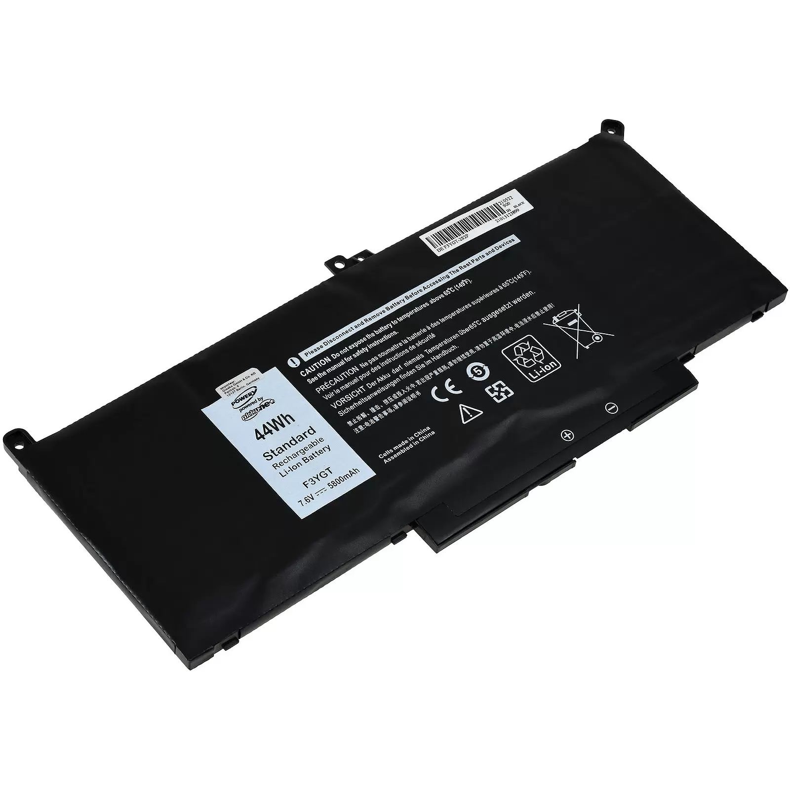 Standardakku passend für Laptop Dell Latitude 12 7290, Latitude 13 7390, Latitude 14 7480, Typ F3YGT - 7,6V - 5800 mAh