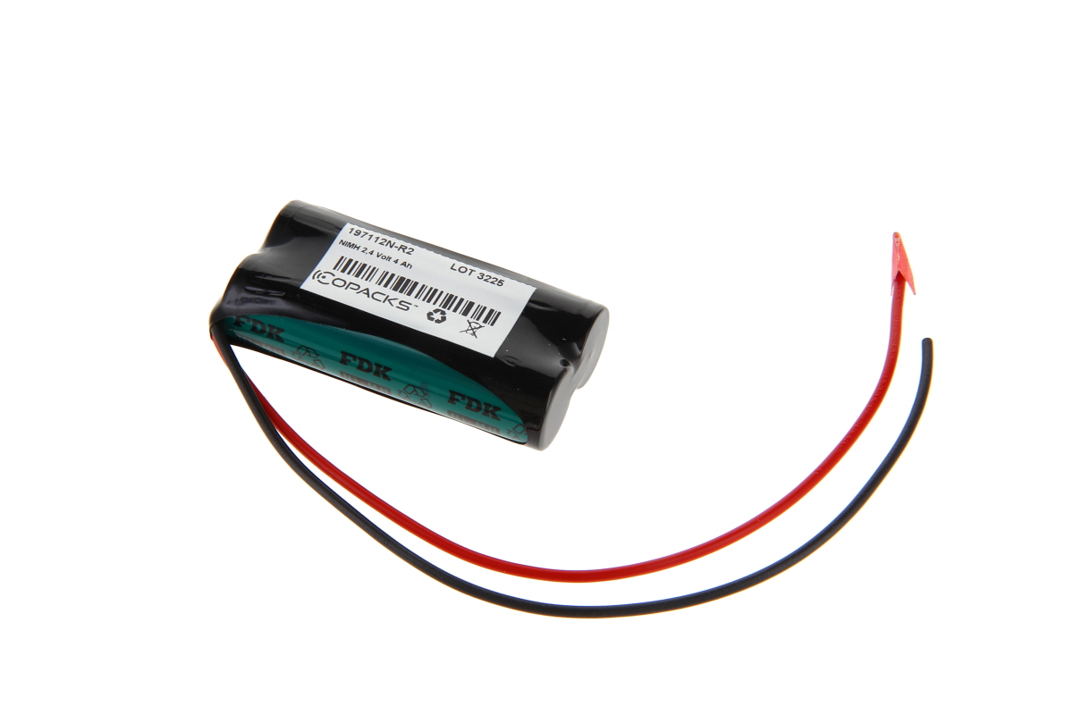 CoPacks NiMH Akku Not- und Sicherheitsbeleuchtung - 4/3A-Size - 2,4 V 4000 mAh 71,7x36,6x17,7 mm (Kabel, offenes Ende)