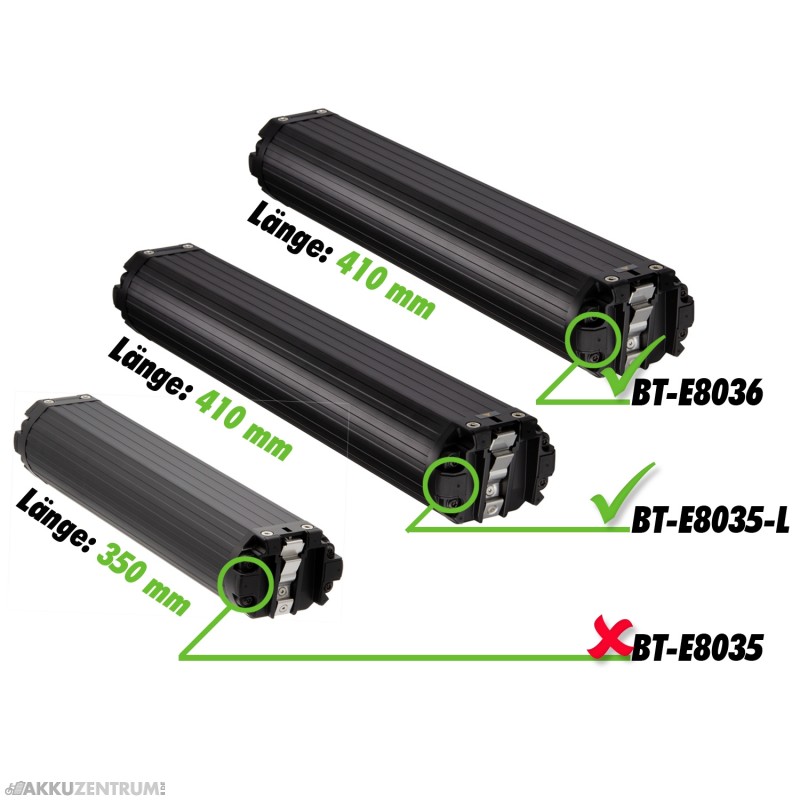 E-Bike Akku SHIMANO STEPS InTube-Akku BT-E8036 36V 17,5Ah schwarz (I-BTE8036A) - lang - Vollintegriert (InFrame, InTube)