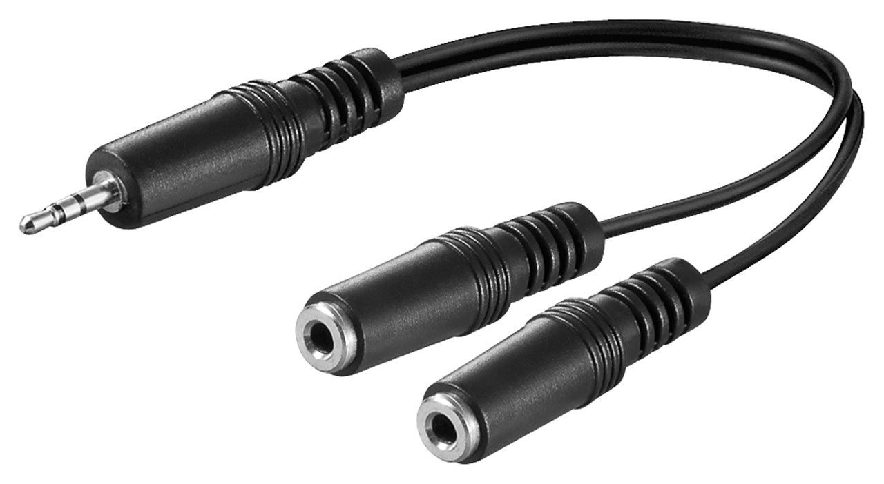 Goobay Audio Y-Kabeladapter 3,5 mm, 1x Stecker 2x Buchse mono - Klinke 3,5 mm Stecker (3-Pin, stereo) > 2x Klinke 3,5 mm Buchse (2-Pin, mono)