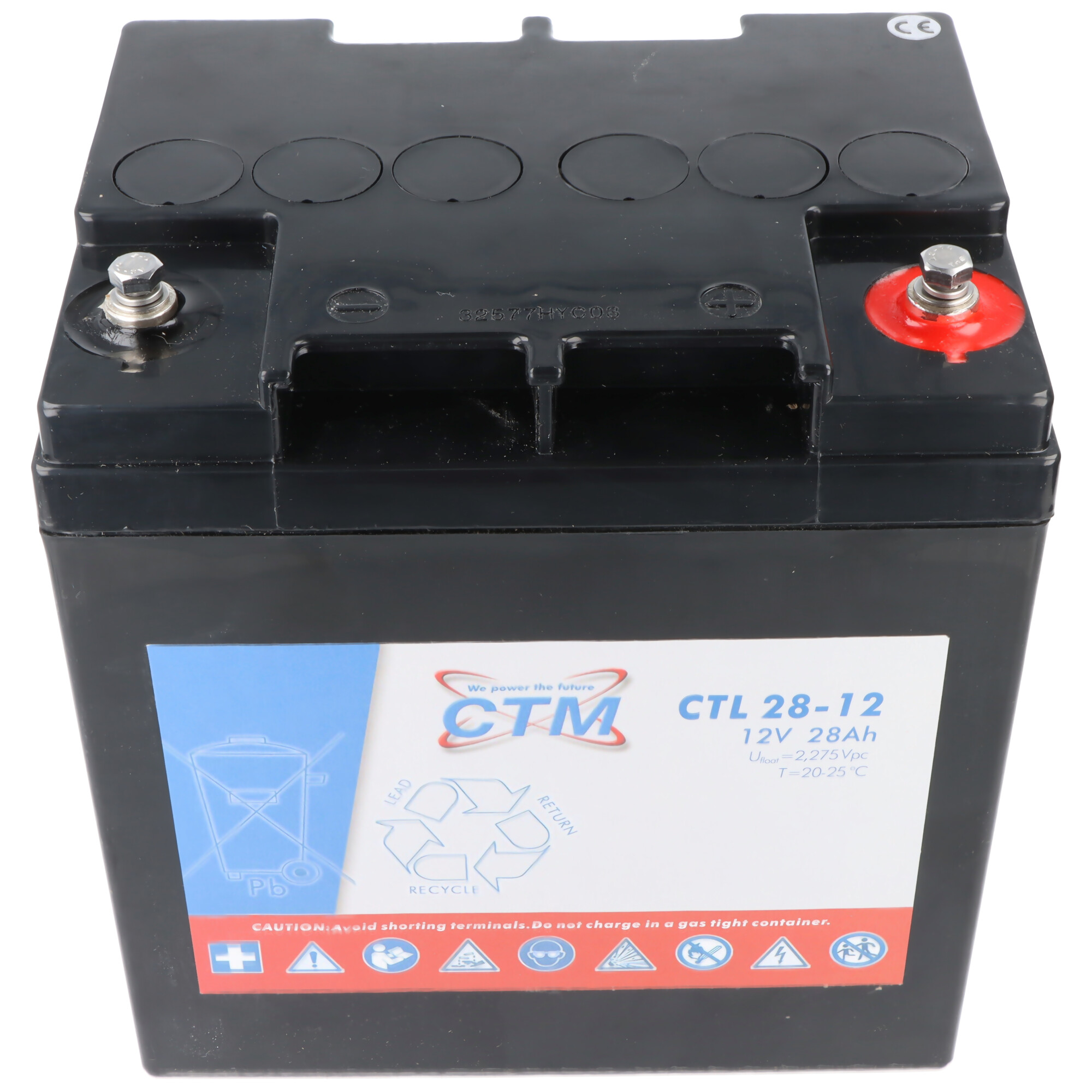 CTM CTL 28-12 12V Longlife Akku mit M5 Innengewinde, Abmessungen 166x125x175mm 12 Volt 28 Ah Akku