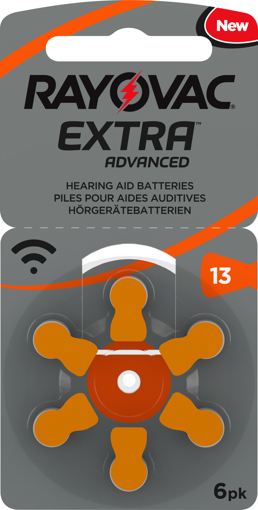Rayovac Batterie Zinc Air, 13, 1.4V Extra Advanced, Retail Blister (6-Pack) Hörgerätebatterie