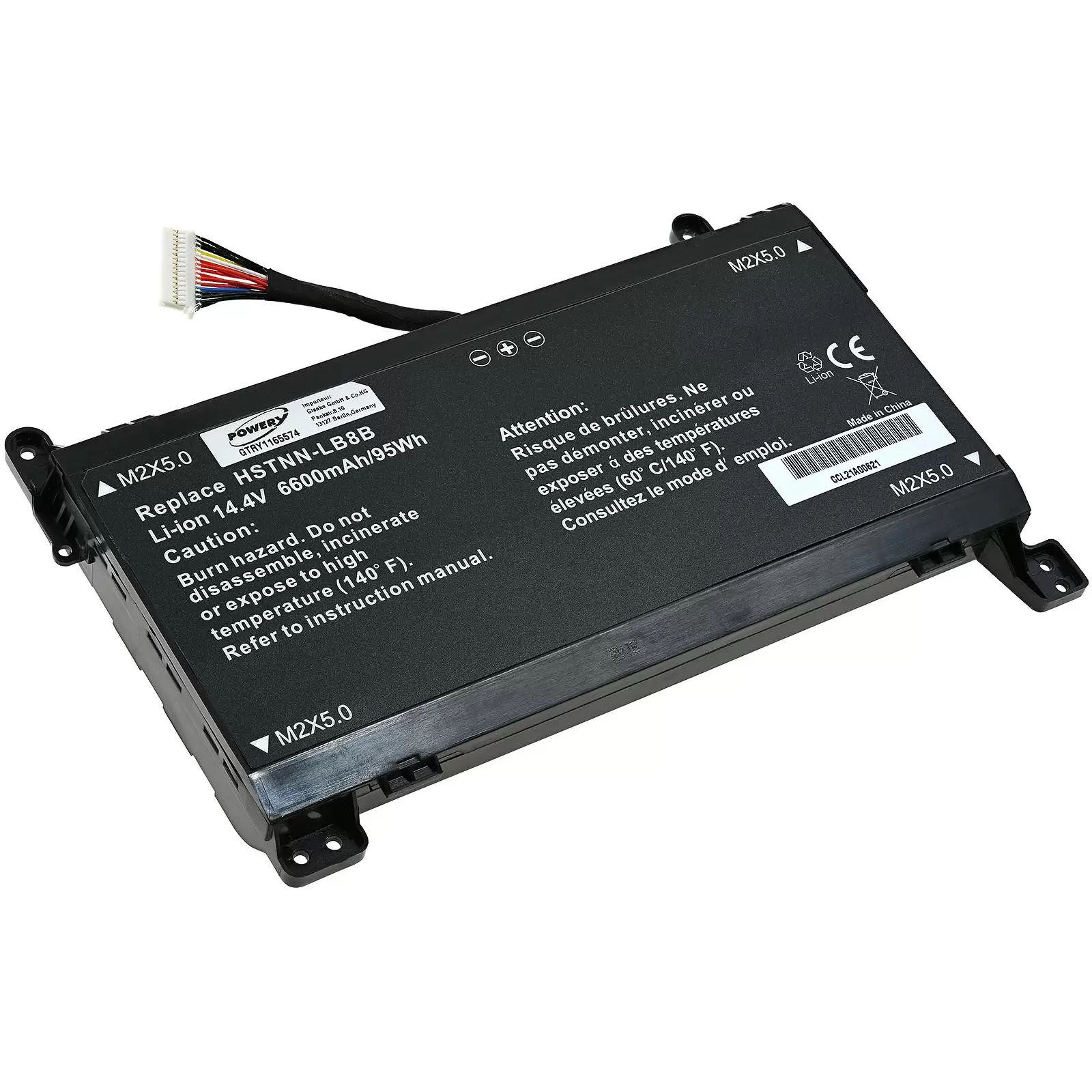 Akku passend für Laptop HP Omen 17-an013TX, 17-an014TX, Typ TPN-Q195 (16Pin-Stecker) - 14,4V - 5700 mAh