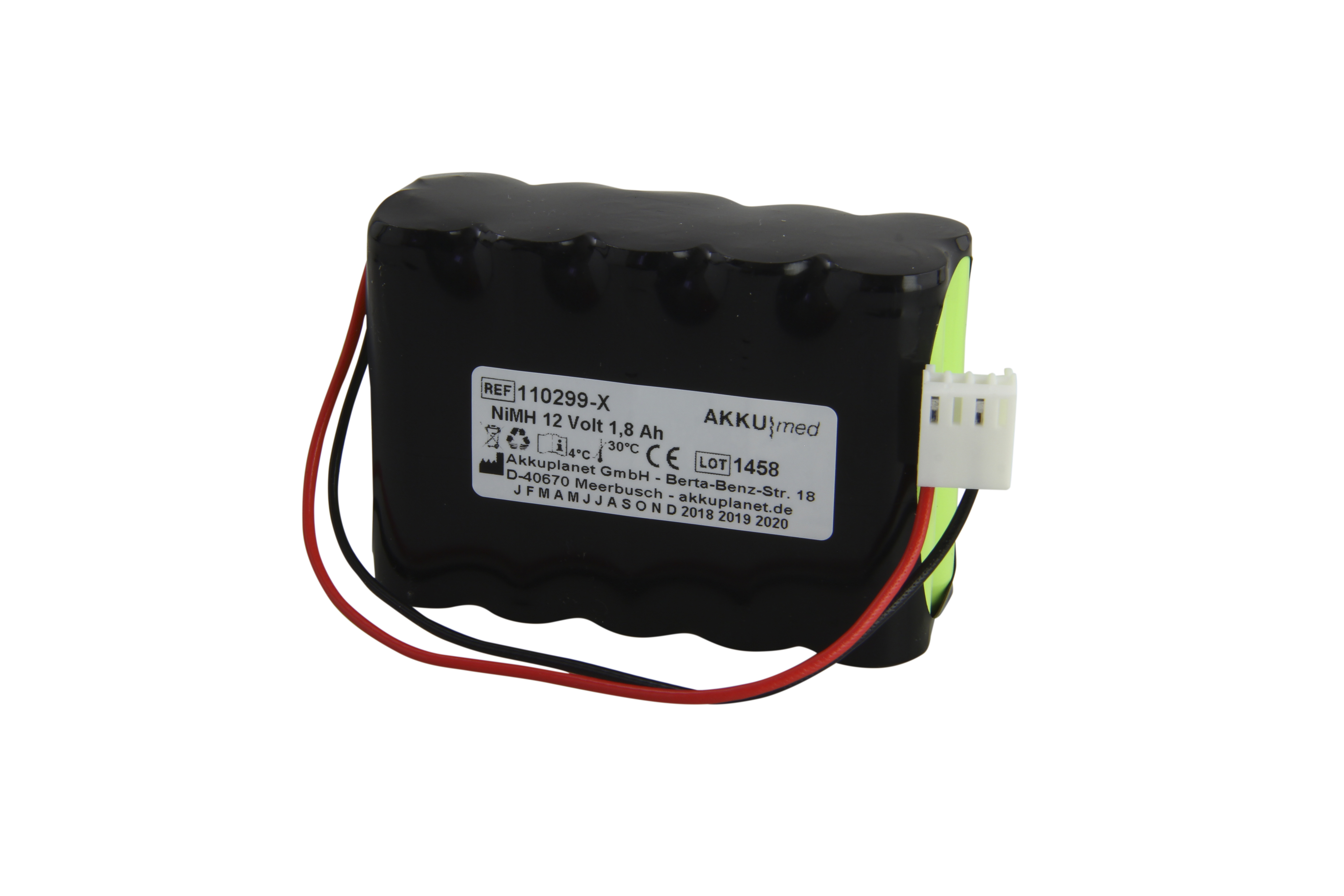 NiMH Akku passend für Codan Argus Infusionspumpe A707V, A708V - Akku Typ 601259 - 12 Volt 1,8 Ah CE Konform