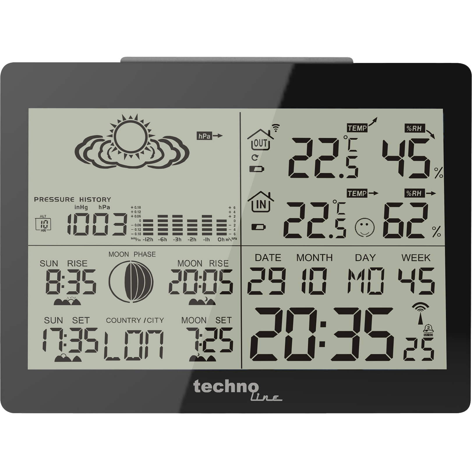 WS 6760 - moderne Wetterstation in schwarzer Hochglanz-Optik