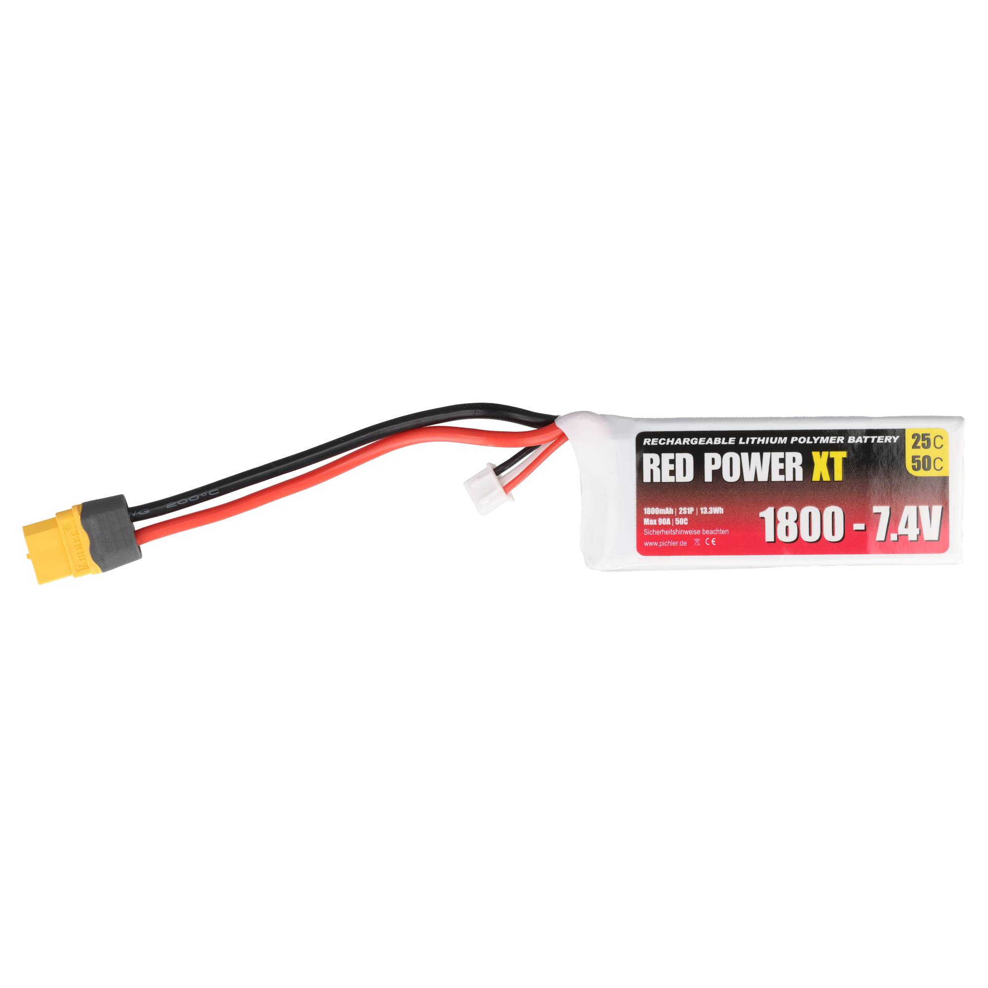 Pichler RED POWER XT LiPo Akku 1800 mAh – 7,4 V 2S1P mit XT60 Stecker