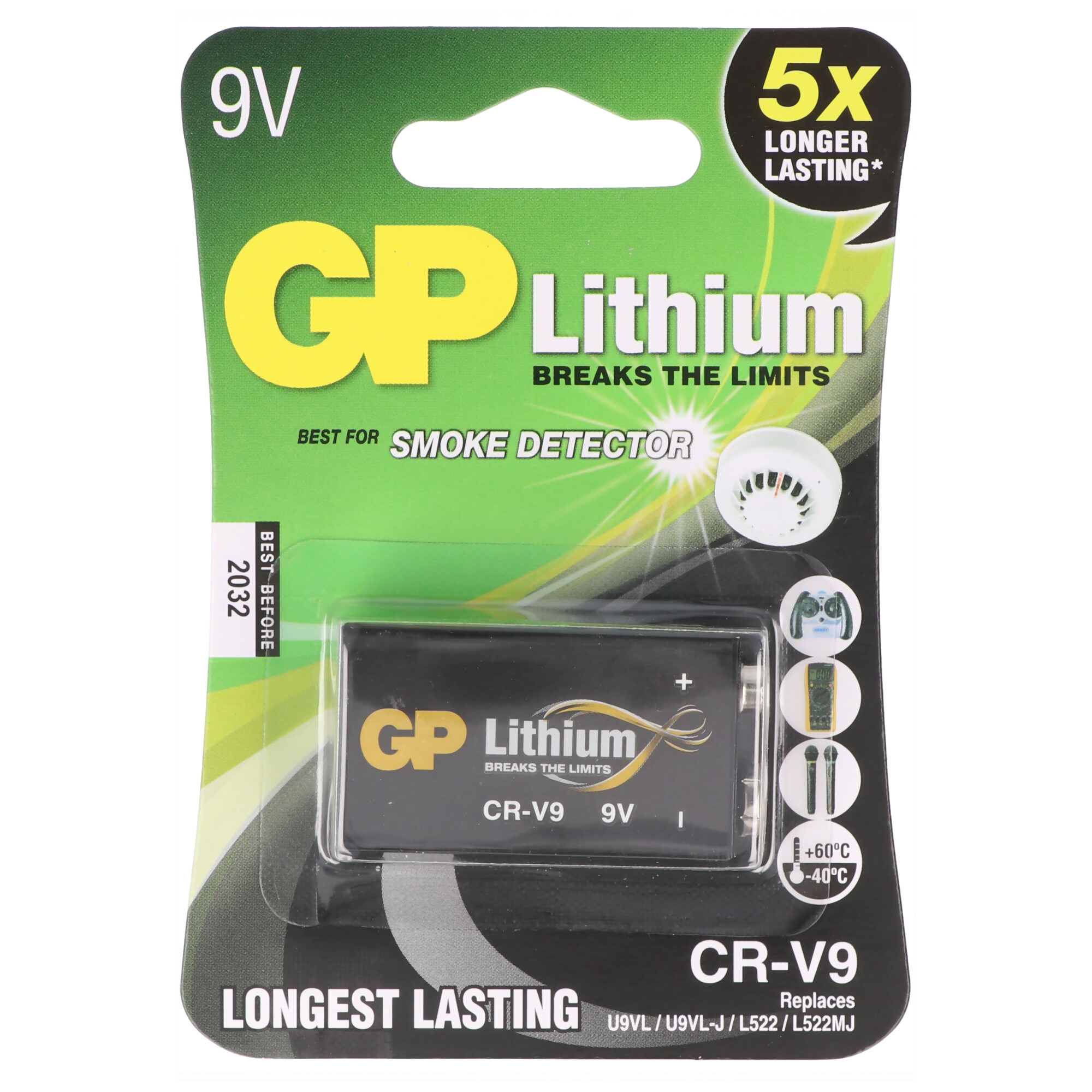 9V Batterie GP Lithium kompatibel für U9VL, U9VL-J, L522 und L522MJ
