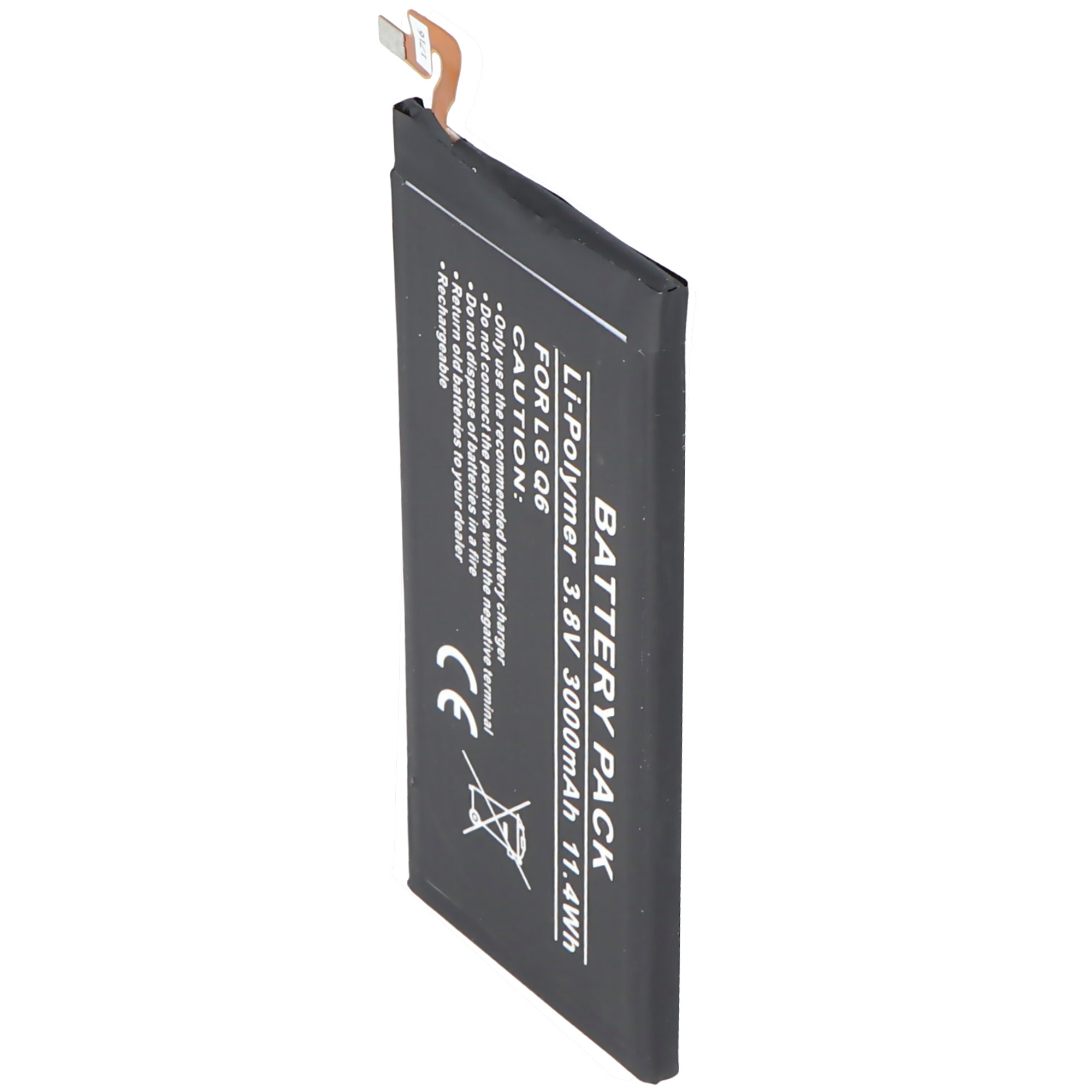 Akku passend für LG Q6, Li-Polymer, 3,8V, 3000mAh, 11,4Wh, built-in, ohne Werkzeug