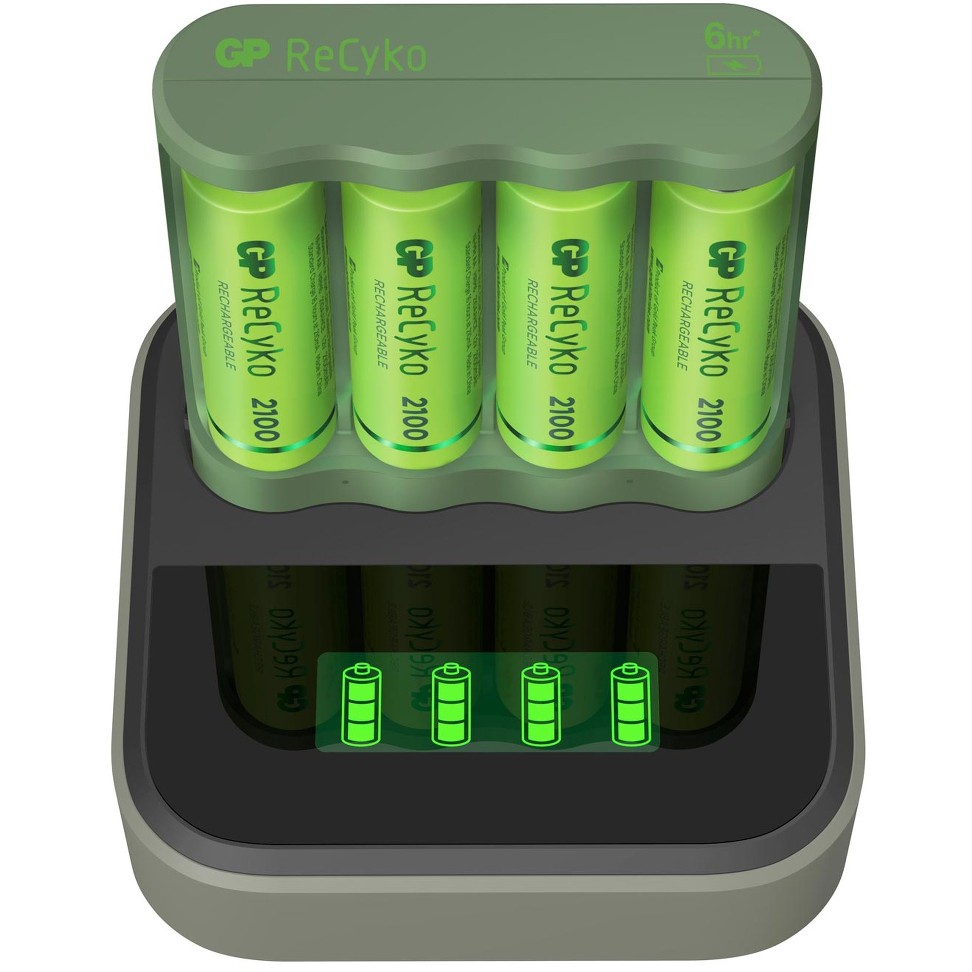 USB-Modell Ladegerät GP B421 Basic-Line 4 x ReCyko AA 2100 mAh USB Dockingstation