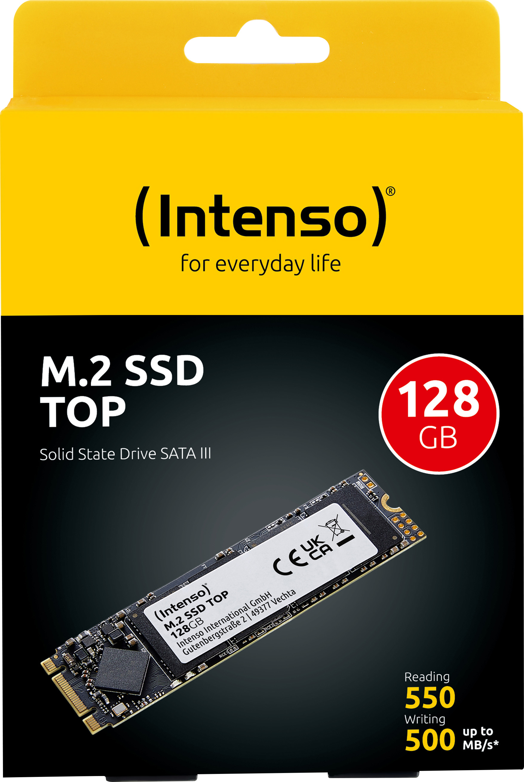 Intenso SSD 128GB, SATA-III, M.2 2280, Top (R) 550MB/s, (W) 500MB/s, Retail