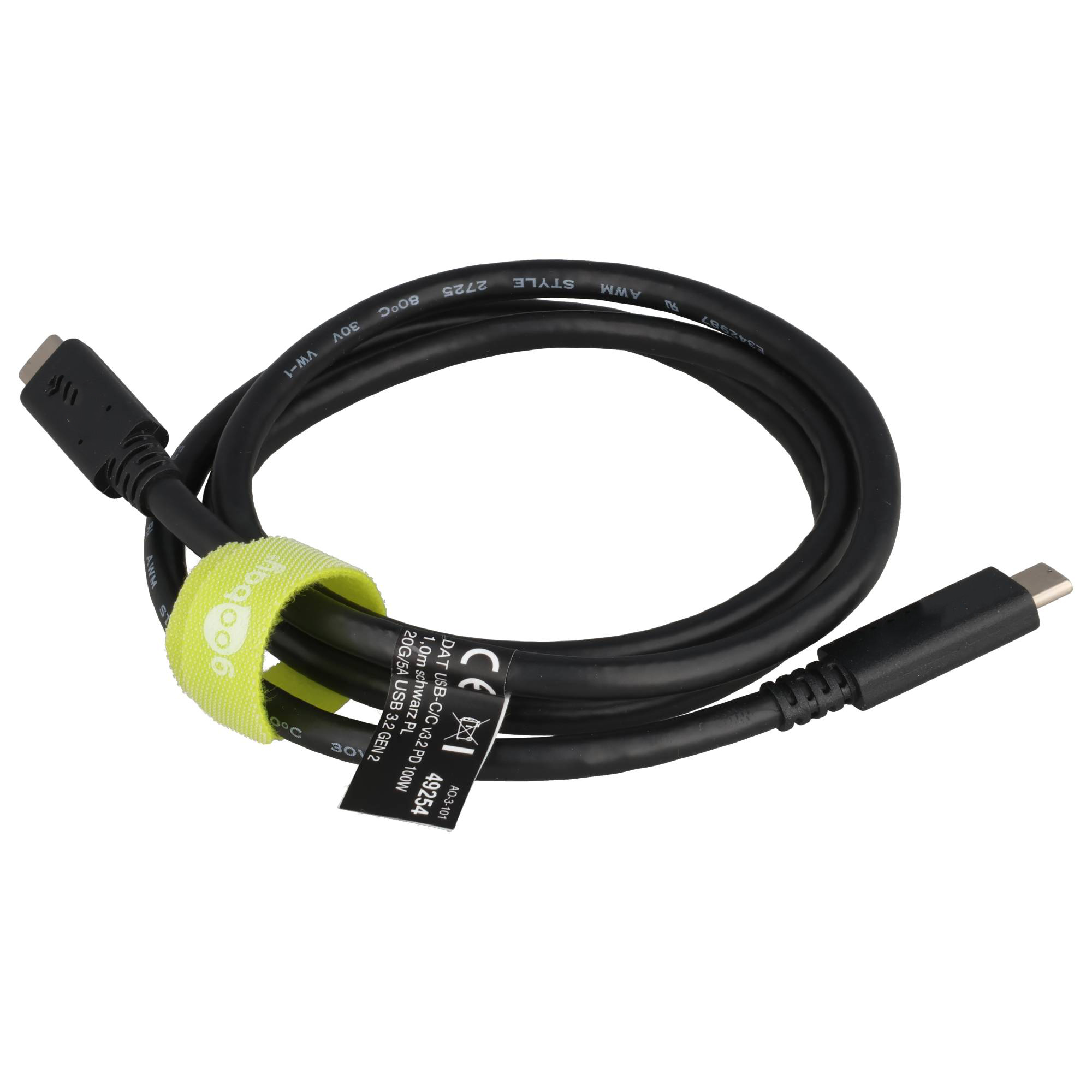 USB-C Kabel 1 m, das USB 3.2 Schnellladekabel 100 W mit 20 Gbit/s
