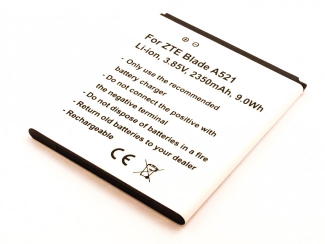 Akku passend für ZTE Blade A521, Li-Ion, 3,85V, 2350mAh, 9,0Wh, built-in, ohne Werkzeug