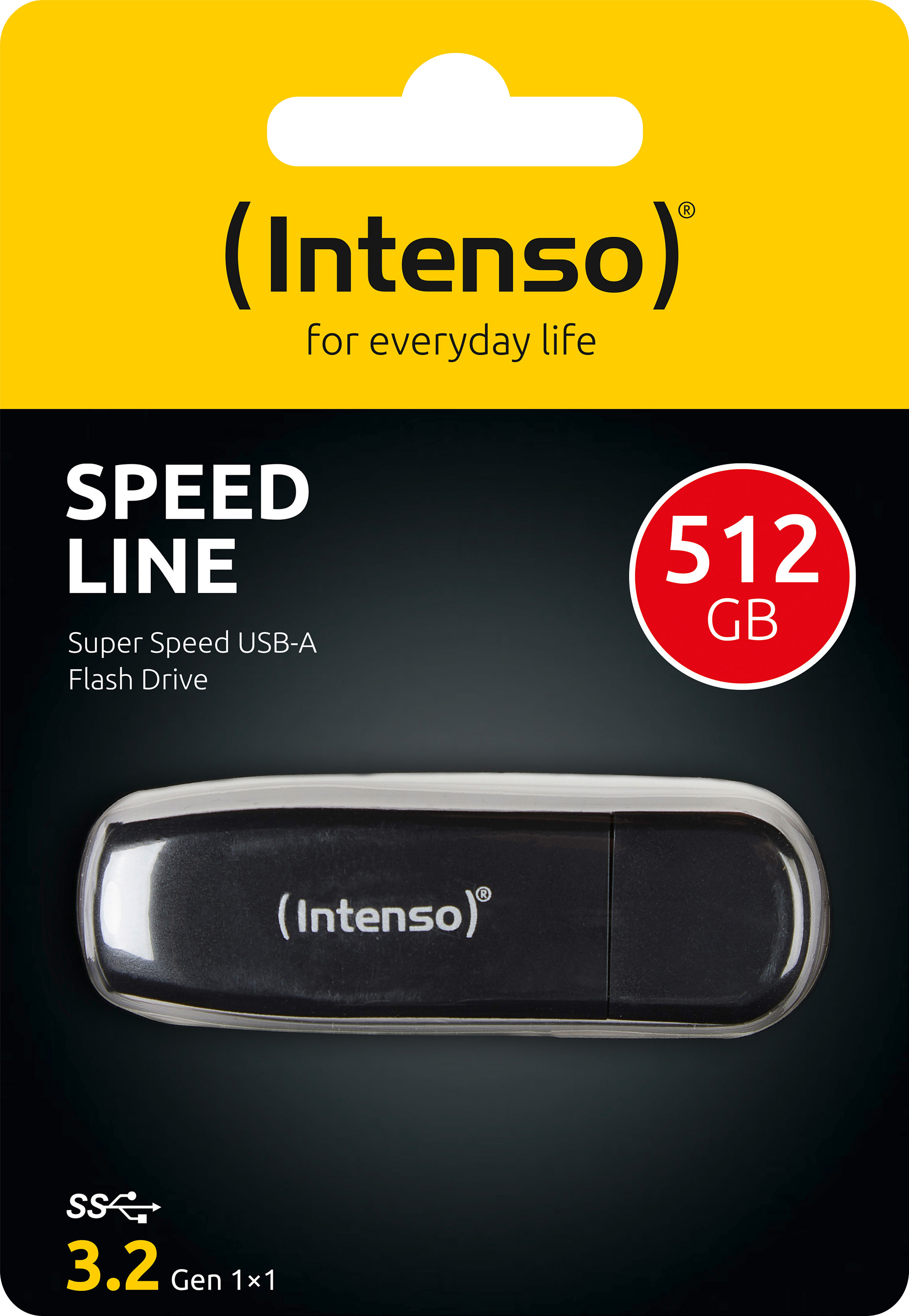 Intenso USB 3.2 Stick 512GB, Speed Line, schwarz Typ-A, (R) 70MB/s, Retail-Blister