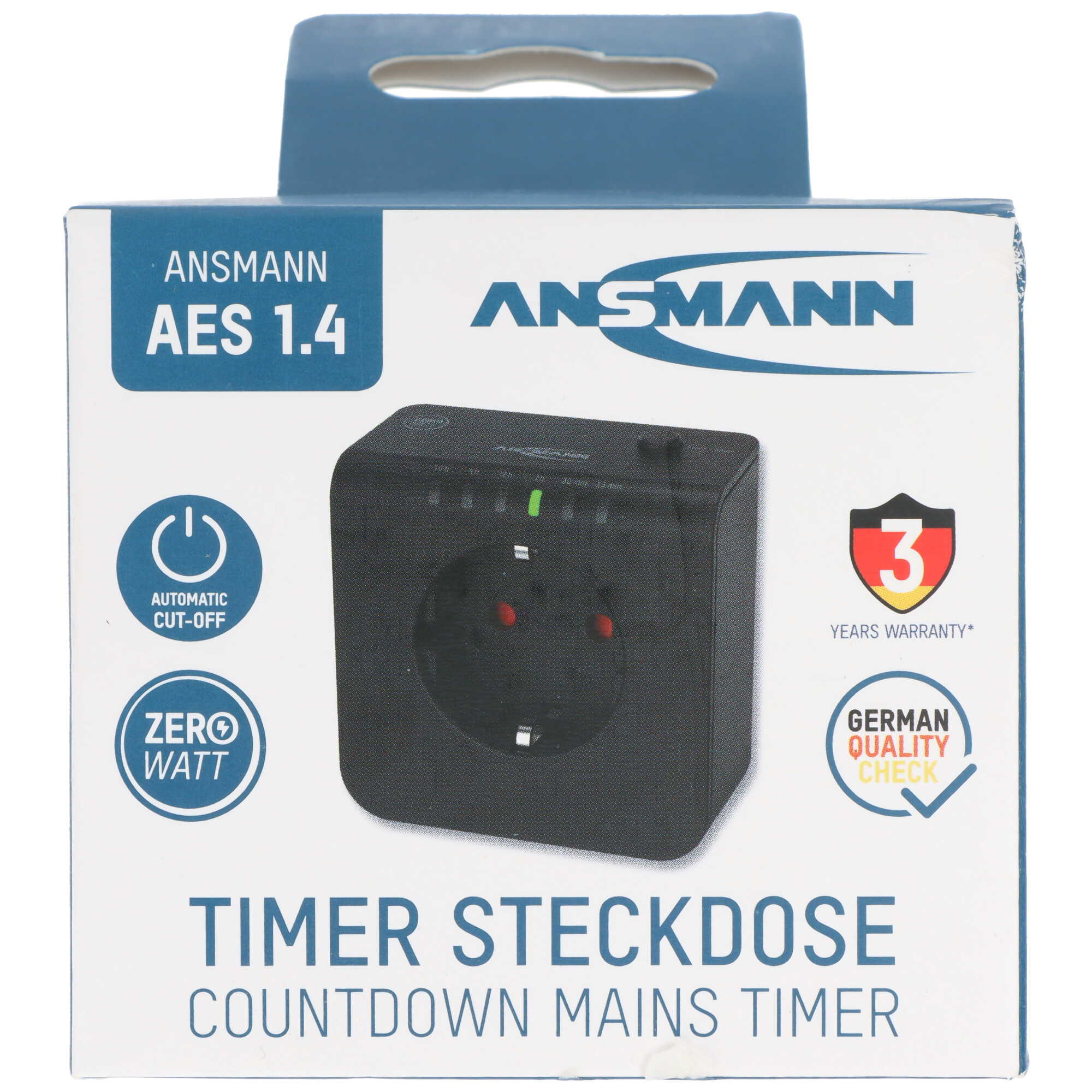 Ansmann Energiespar-Steckdose AES 1.4, zeitgesteuerte Countdown-Steckdose mit ZeroWatt Technologie