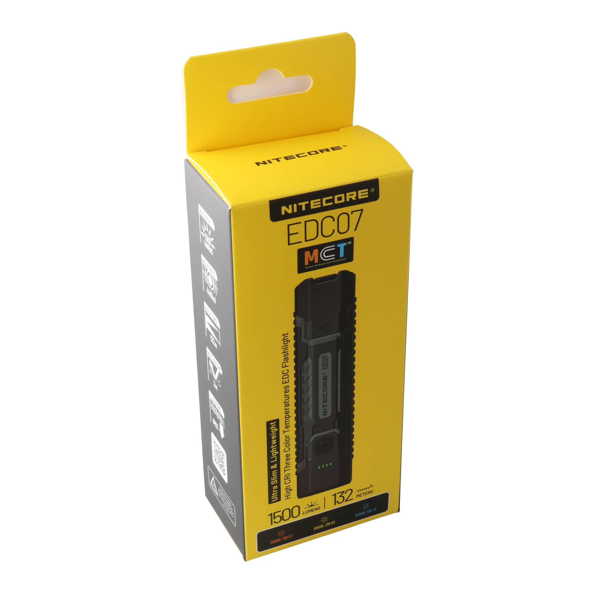 Nitecore EDC07 – 1500 Lumen LED Taschenlampe mit MCT-Technologie, Schwarz