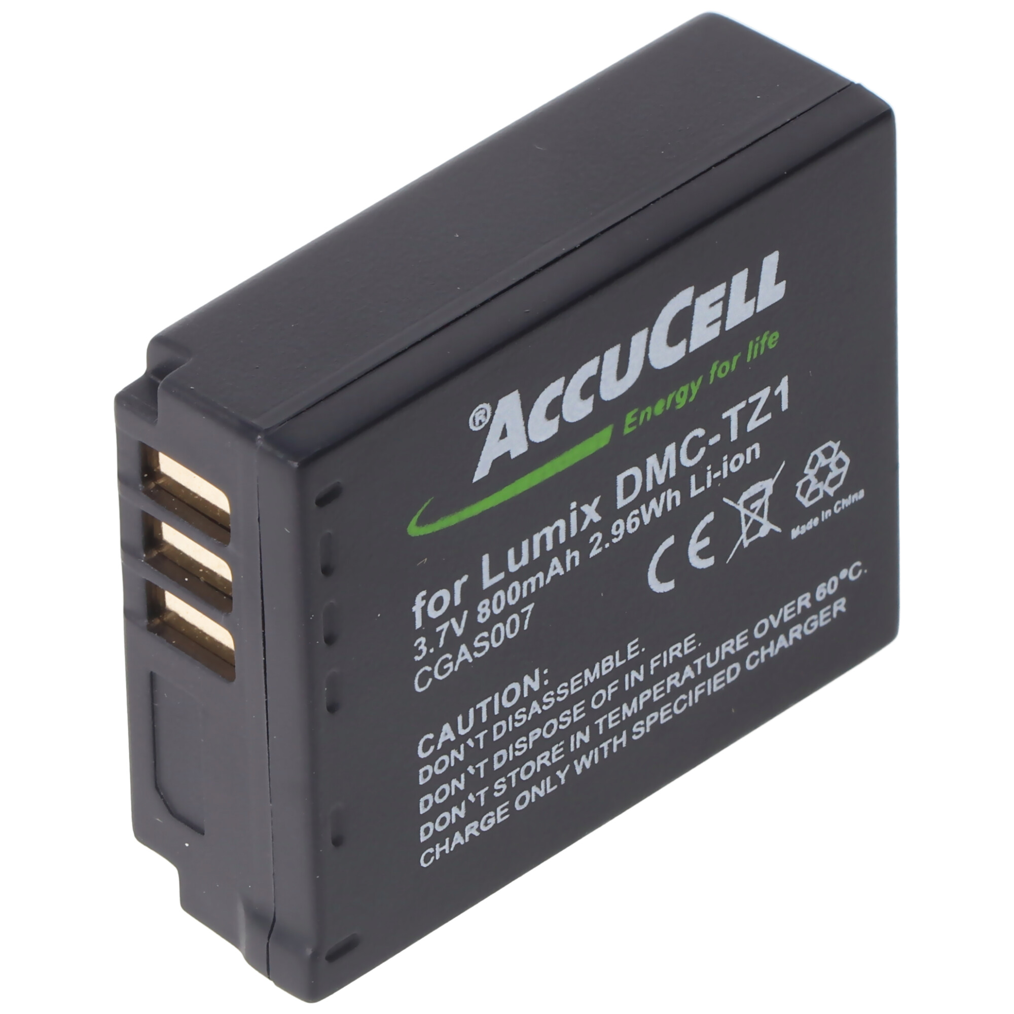Akku passend für Panasonic Lumix DMC-TZ1 Akku Panasonic CGA-S007, CGA-S007E, DMW-BCD10