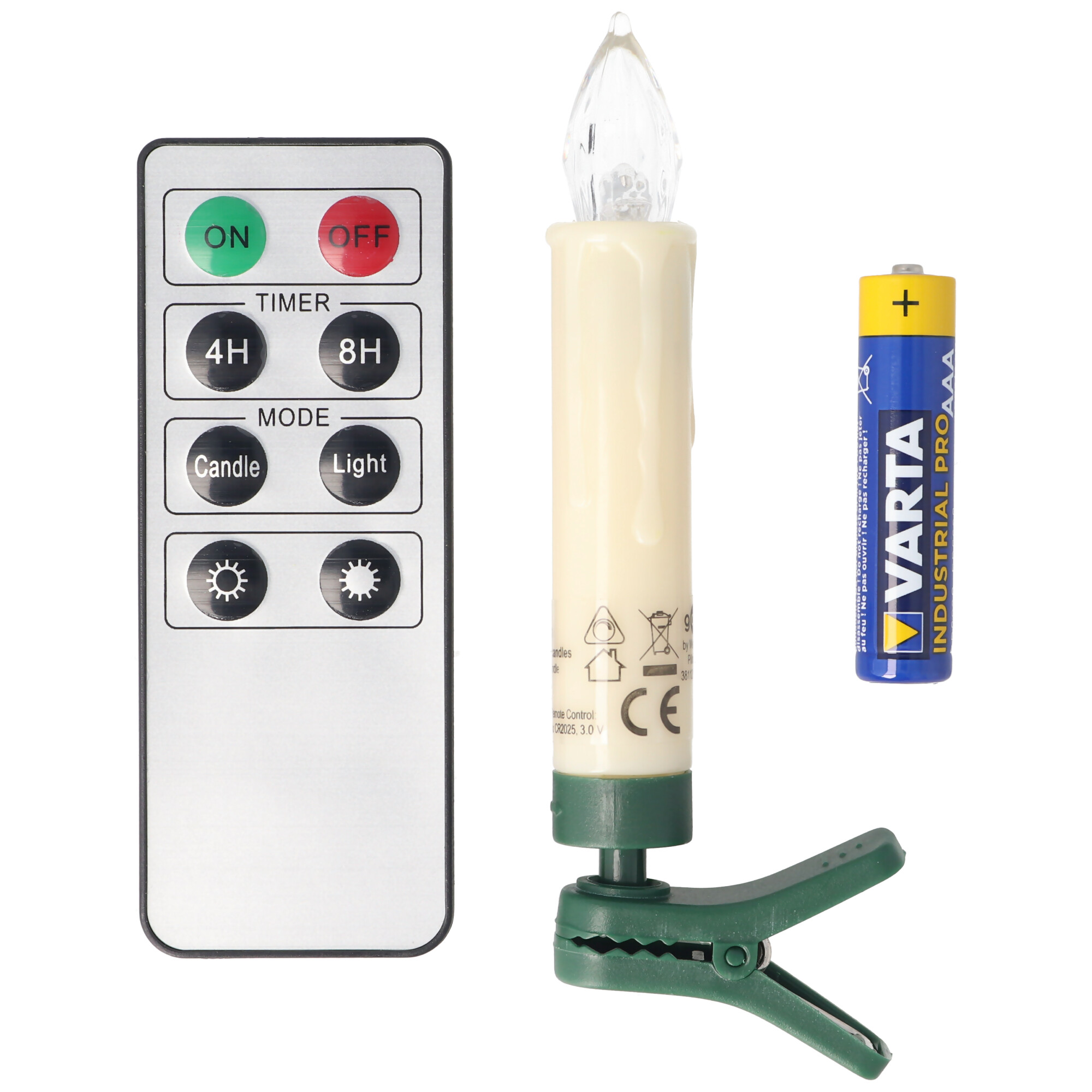 10 kabellose LED-Weihnachtsbaumkerzen mit Klemmen und IR-Fernbedienung, LED-Kerzen in Echtwachsoptik ideal für eine festliche Weihnachtsbeleuchtung, inklusive Batterien