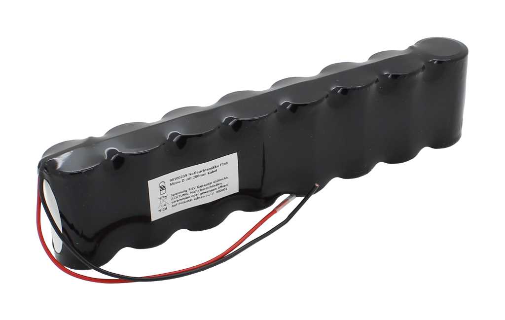 Notleuchtenakku NiMH 9,6V 4500mAh F1x8 Mono D mit 200mm Kabel 0,75mm²