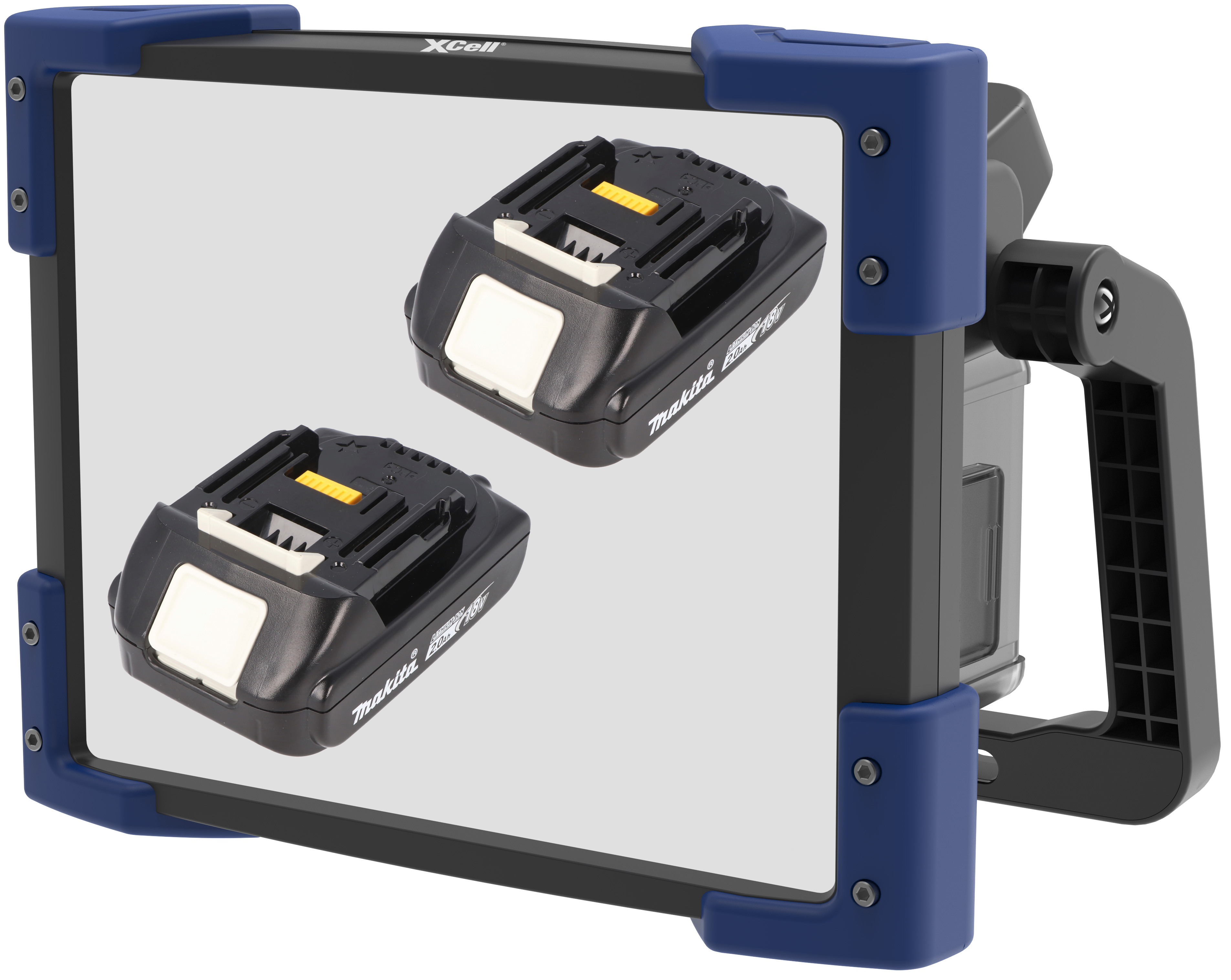 Worklight Multi Arbeitsleuchte 90W, max. 10000 Lumen, inklusive 2x Makita BL1820B 18V 2Ah Li-Ion Akku und Ladegerät